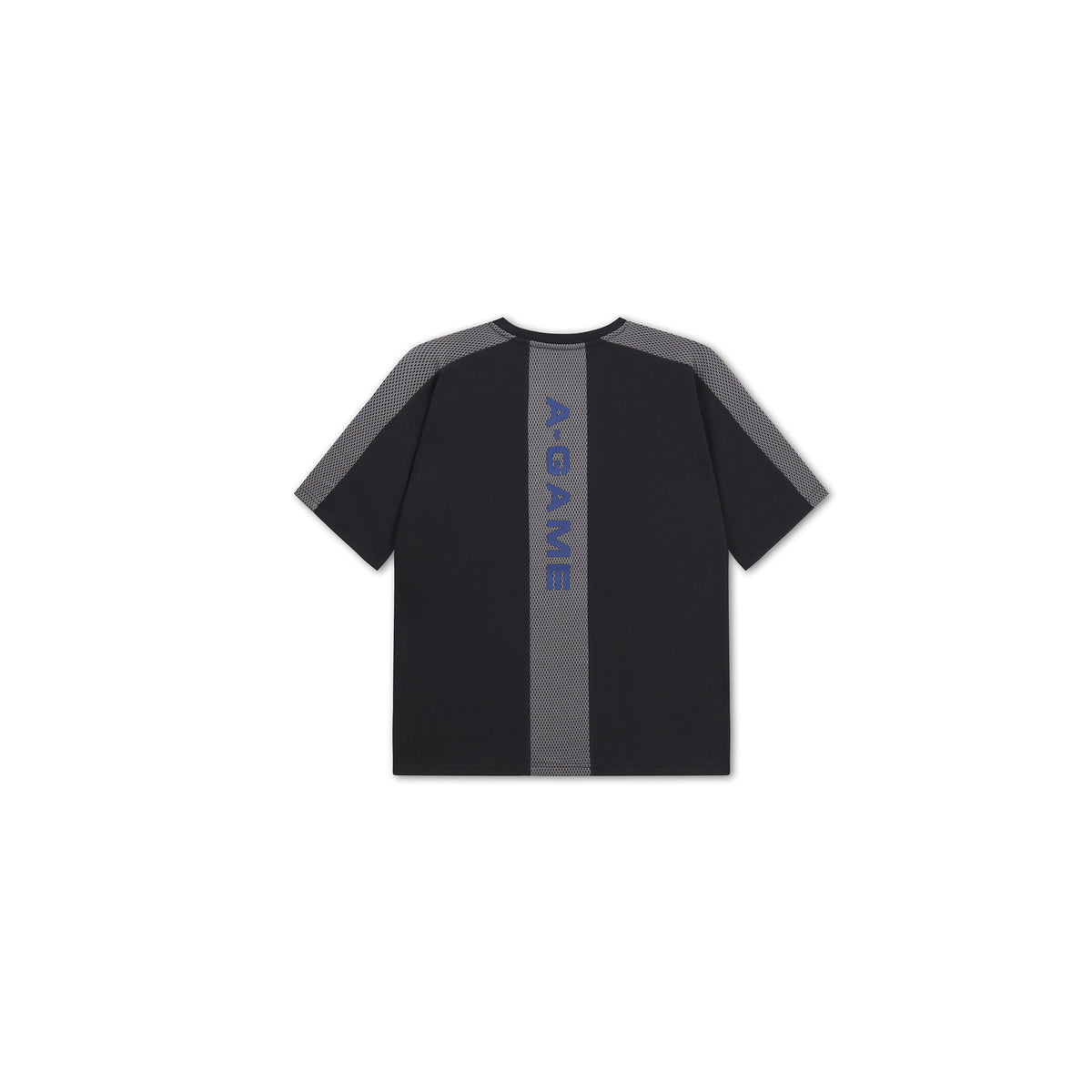 Men's Panelled Mesh Sport T-Shirt - Black / Cobalt Blue