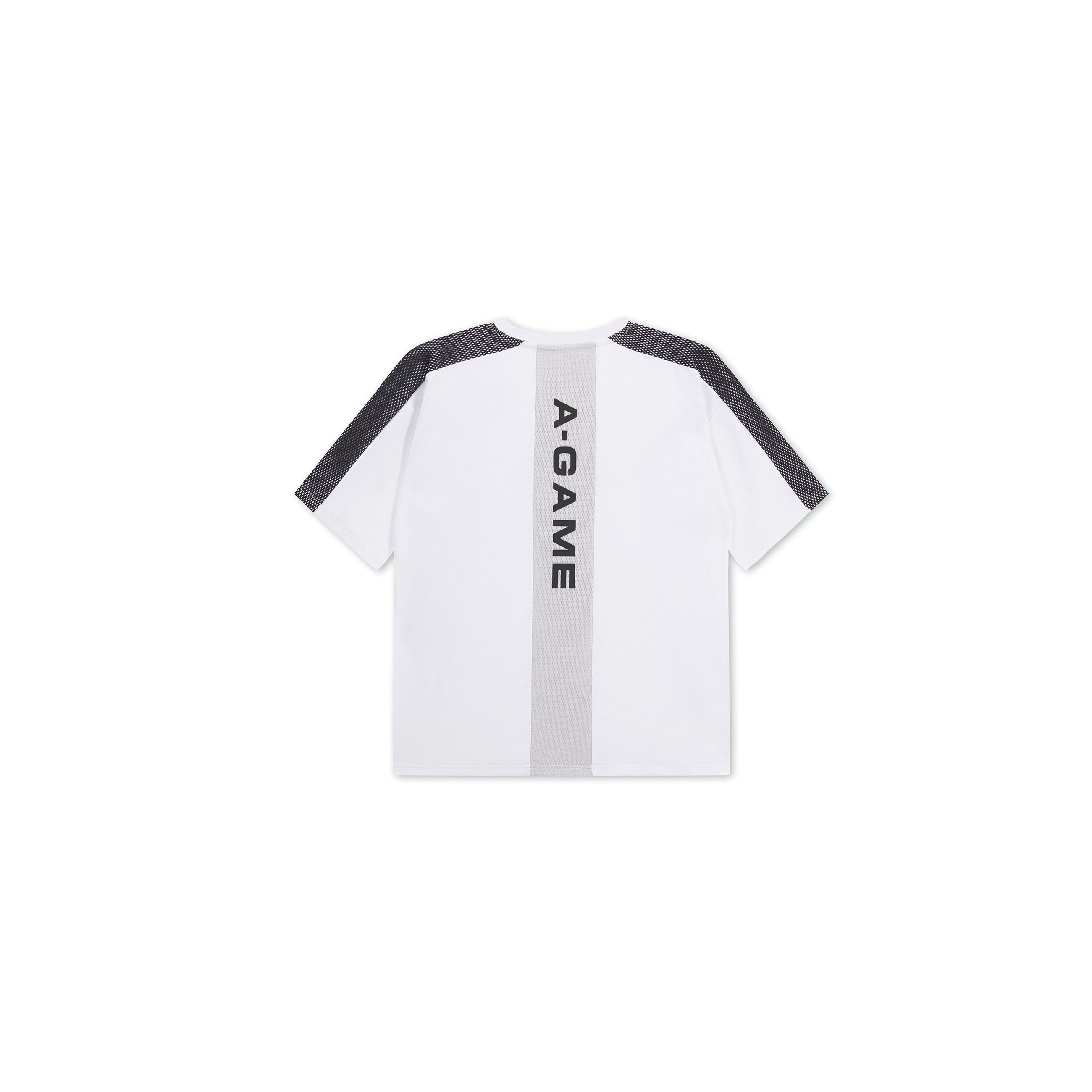 Men's Panelled Mesh Sport T-Shirt - White / Charcoal
