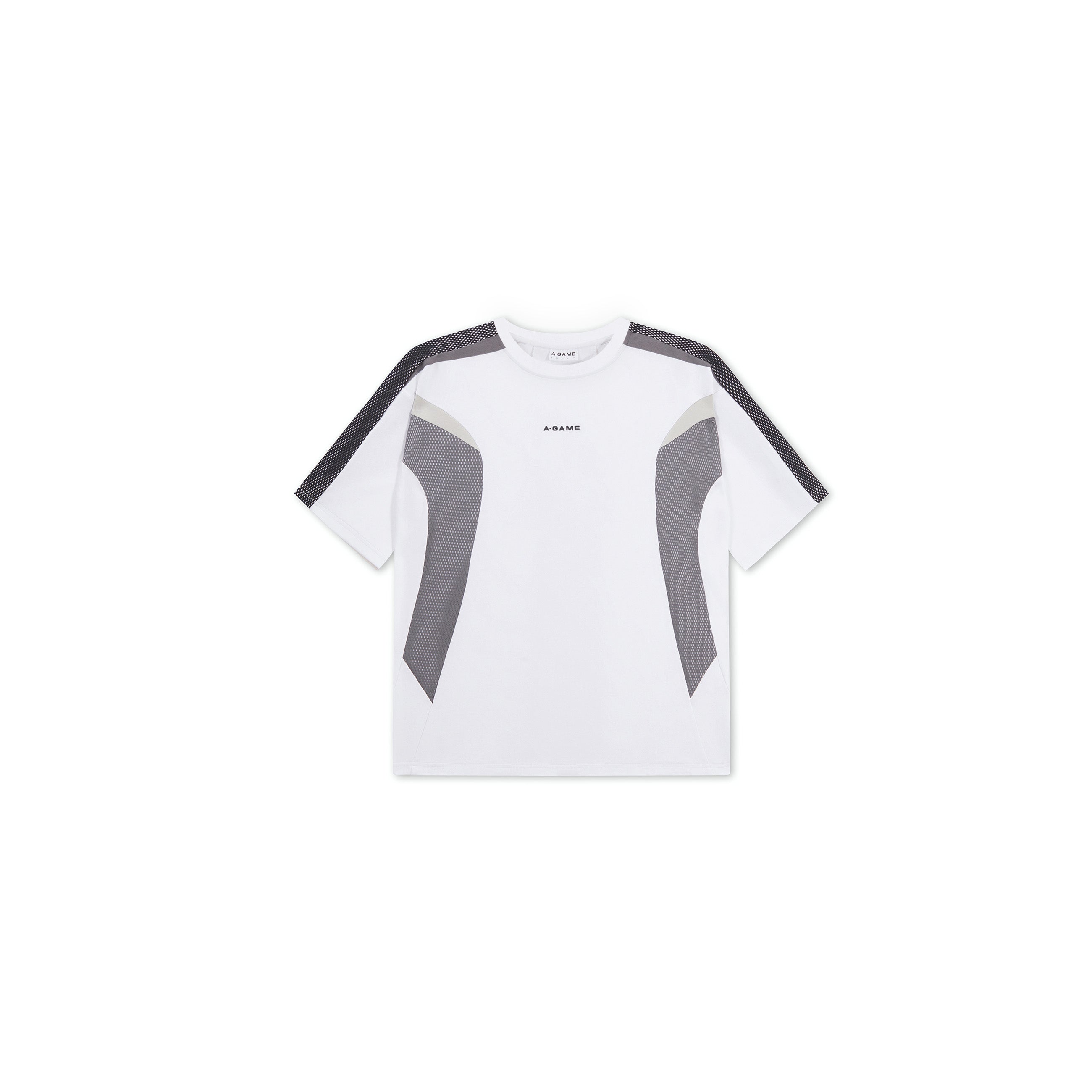 Men's Panelled Mesh Sport T-Shirt - White / Charcoal