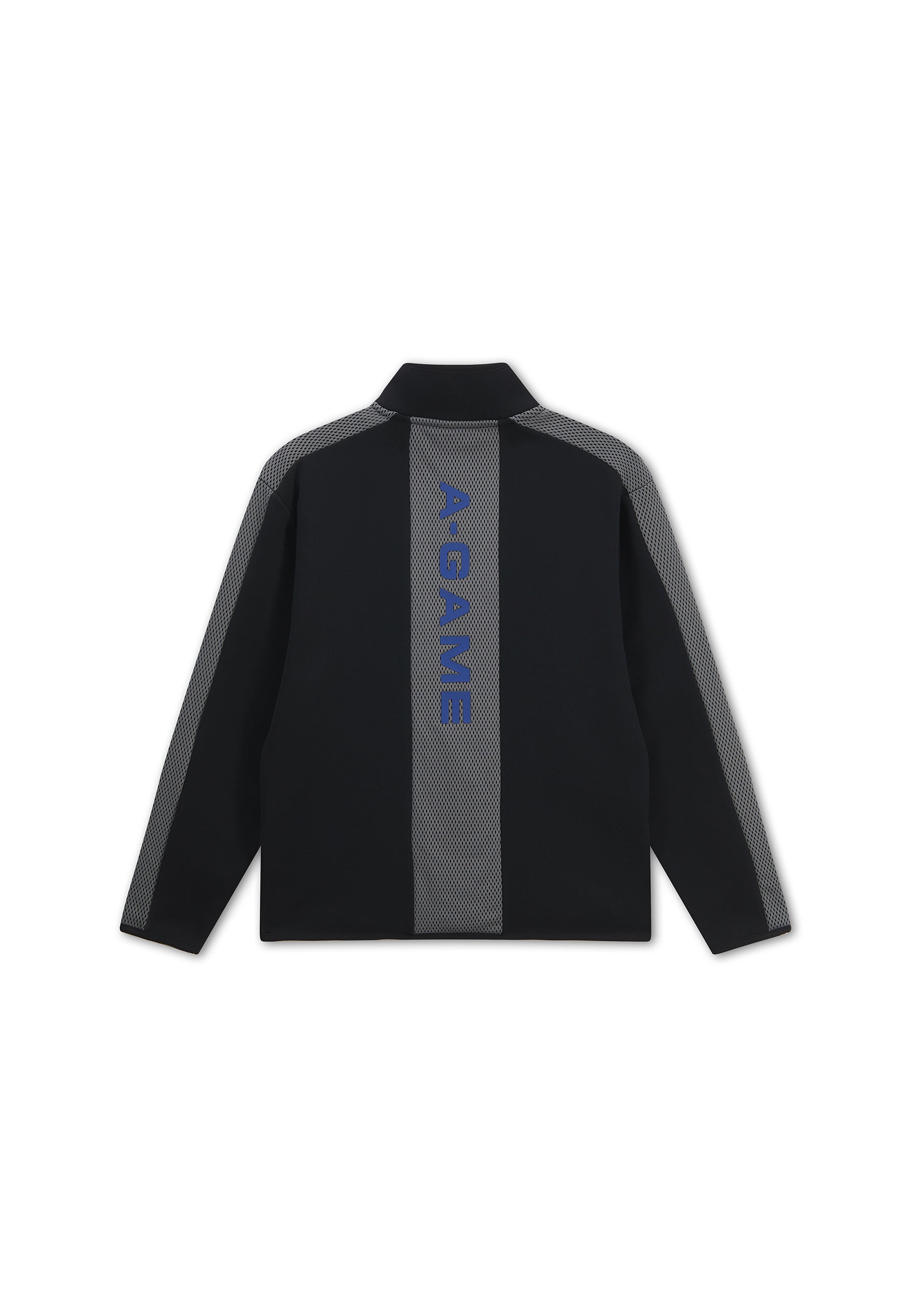 MENS LIFEWEAR PANELLED MESH SPORT HALF ZIP - BLACK / COBALT BLUE