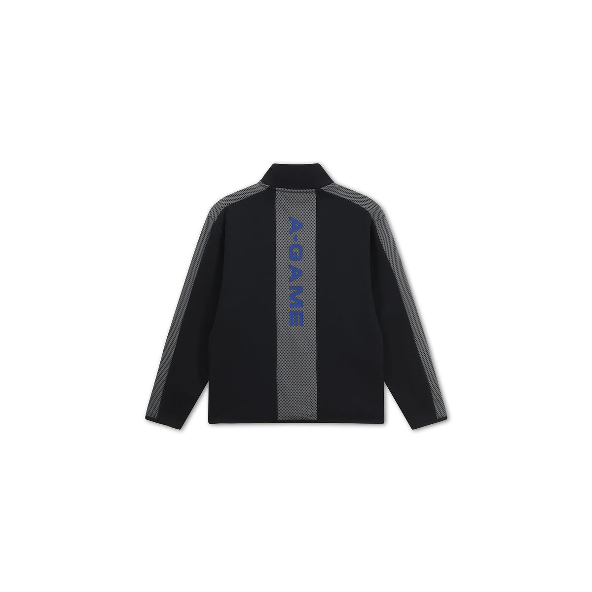 Men's Panelled Mesh Sport Half Zip - Black / Cobalt Blue