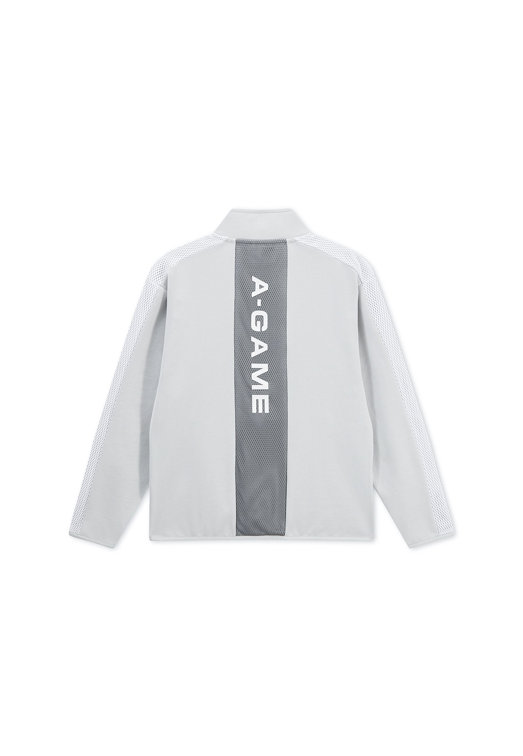 MENS LIFEWEAR PANELLED MESH SPORT HALF ZIP - GREY / BLACK