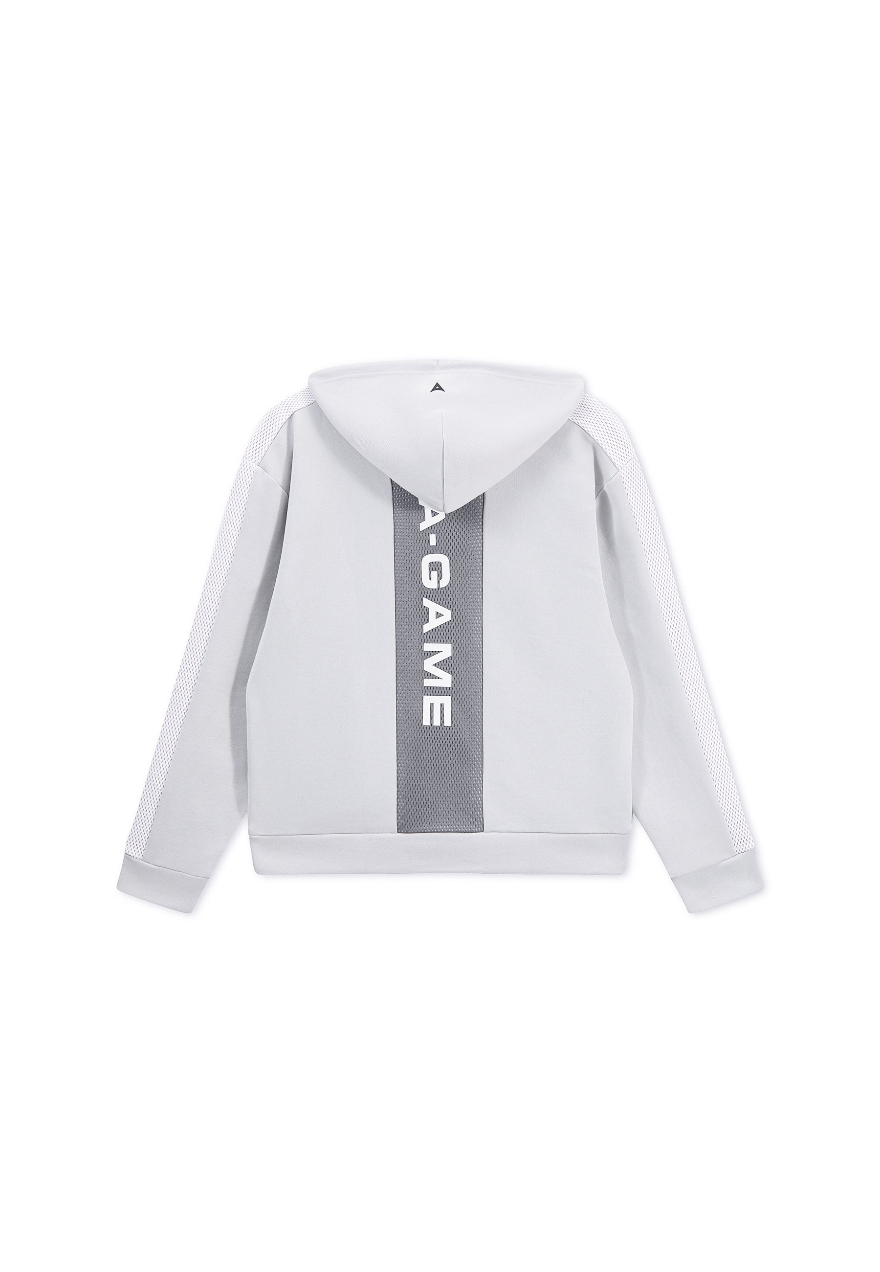 MENS LIFEWEAR PANELLED MESH SPORT ZIP THROUGH HOODIE - GREY / BLACK