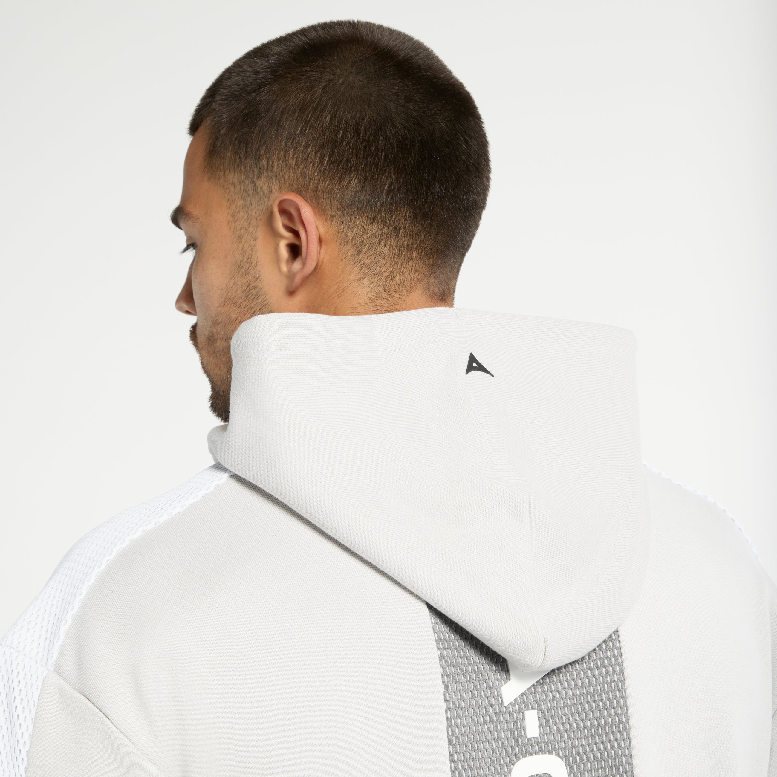 Men's Panelled Mesh Sport Zip Through Hoodie - Grey / Black