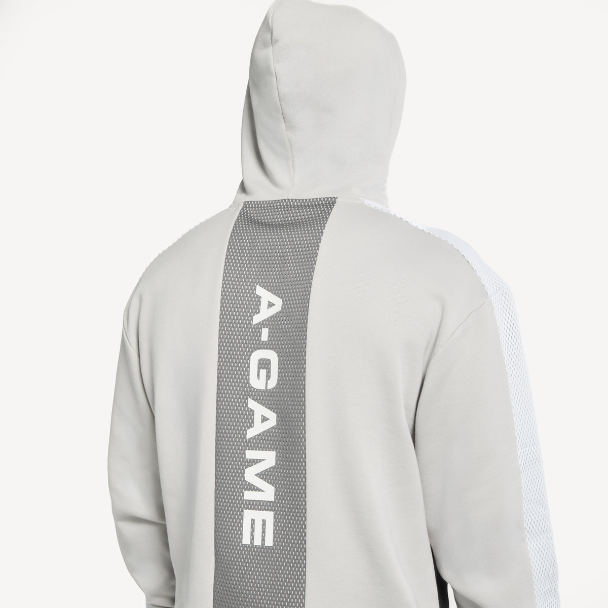 Men's Panelled Mesh Sport Zip Through Hoodie - Grey / Black