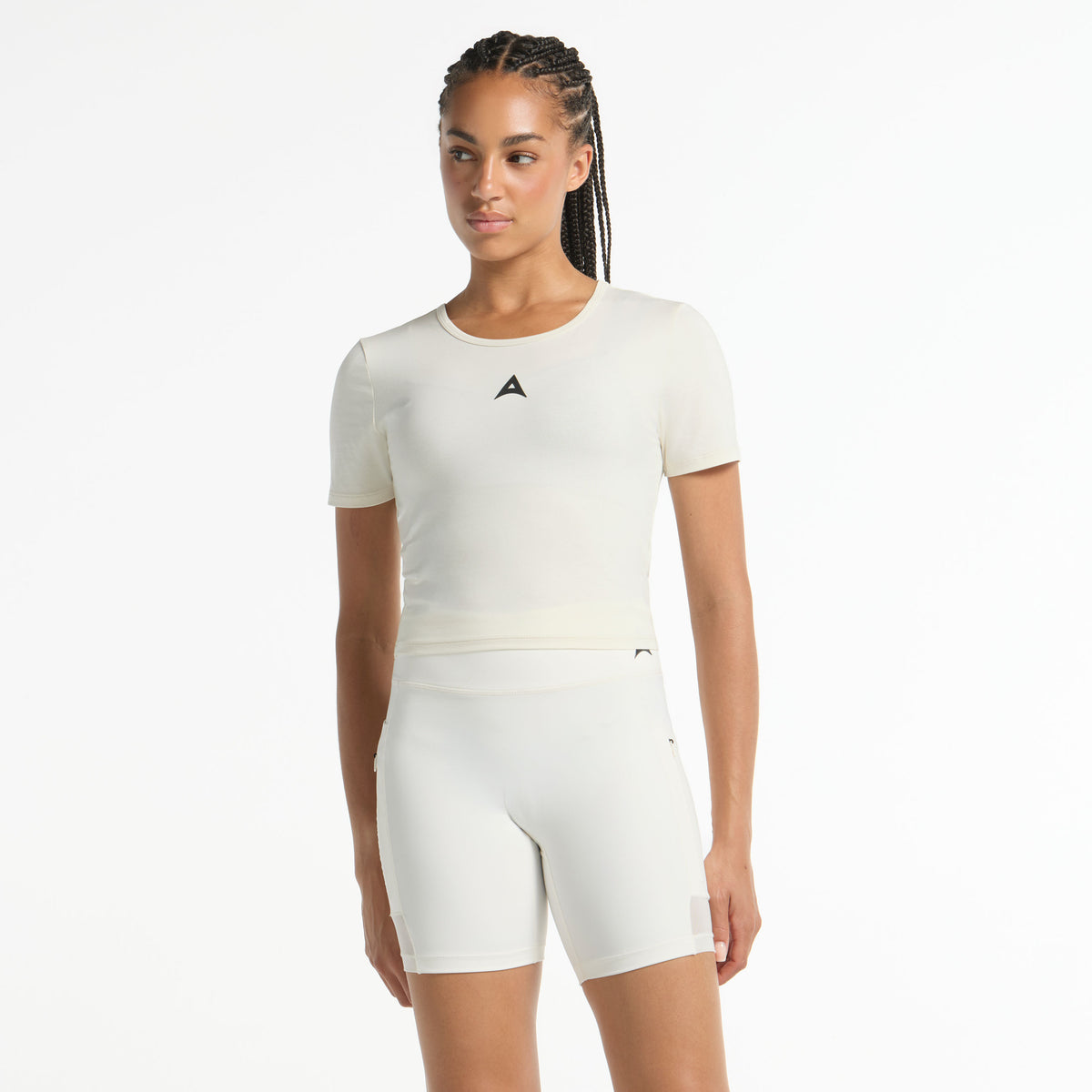 Women's Panel Cropped T-Shirt - Ecru