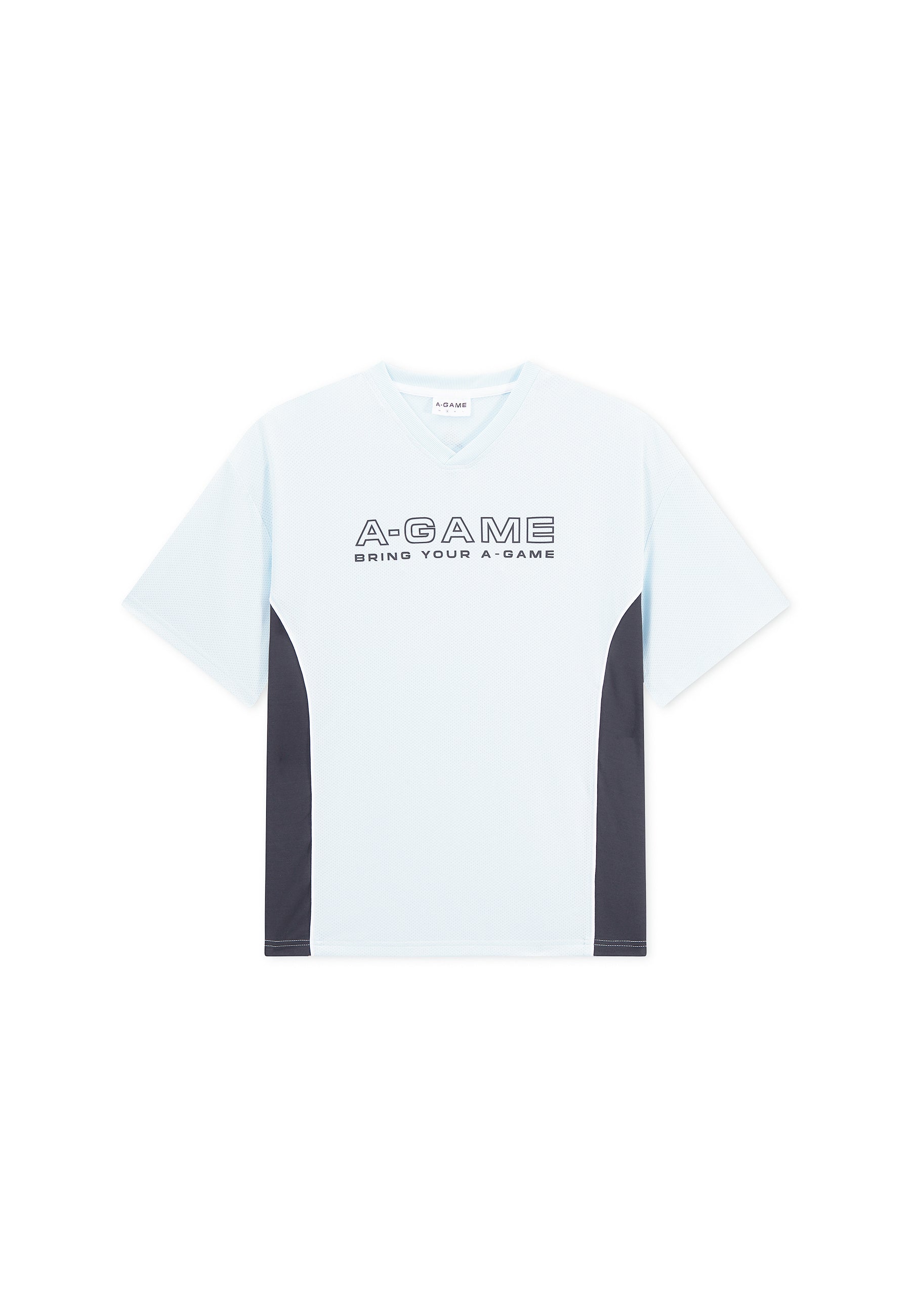 WOMENS LIFEWEAR FOOTBALL T-SHIRT - PALE BLUE