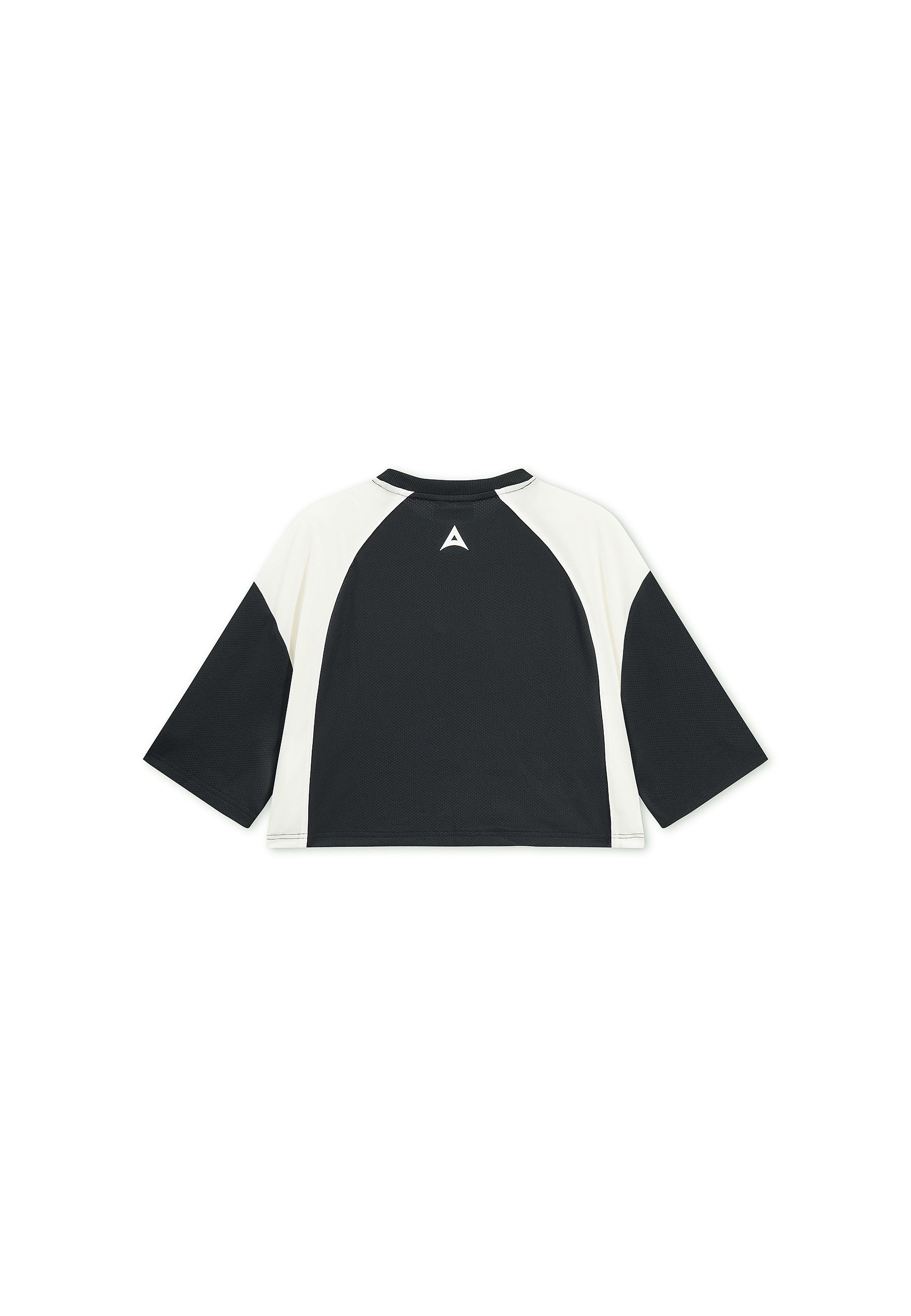 WOMENS LIFEWEAR CROPPED MESH PANEL T-SHIRT - BLACK