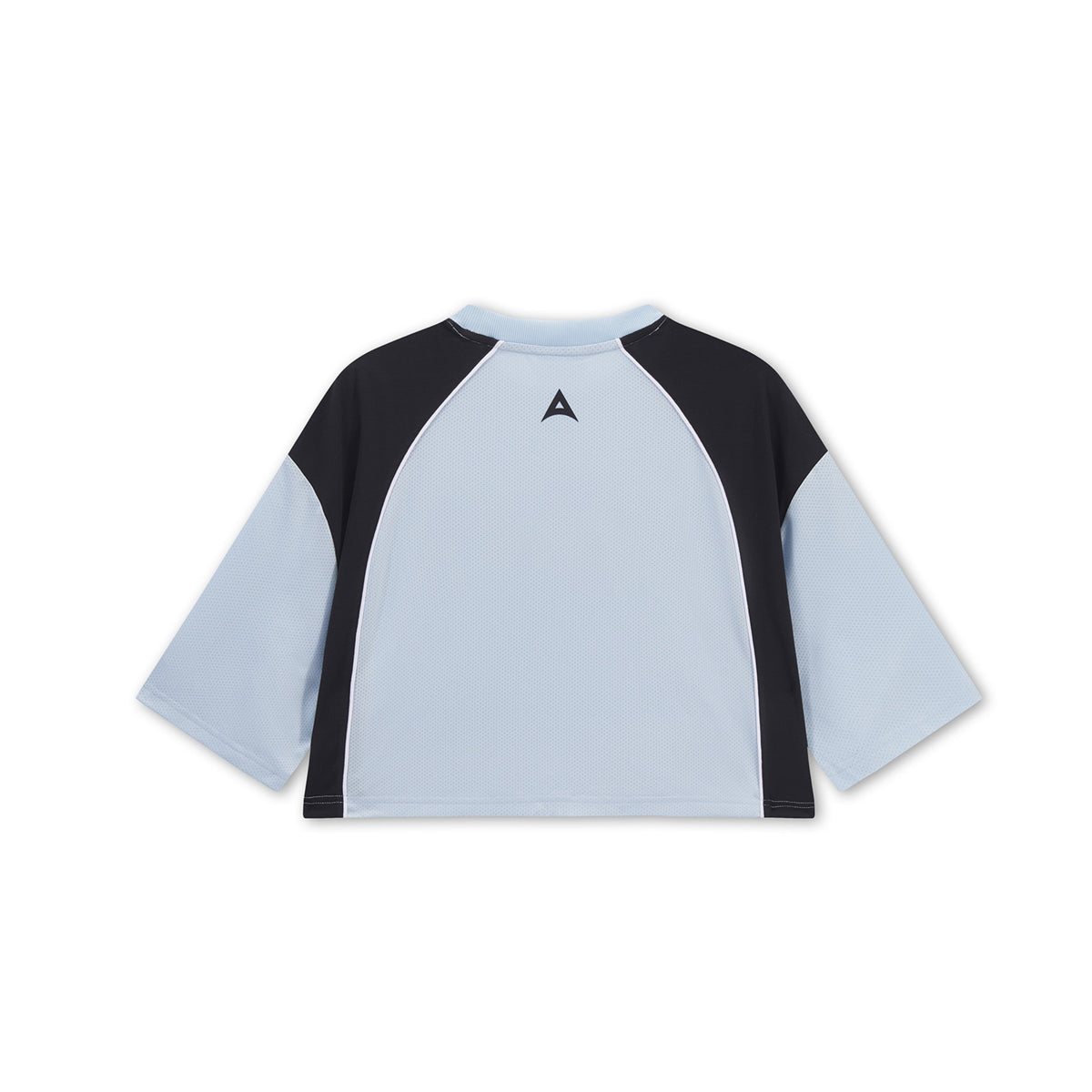 Women's Cropped Mesh Panel T-Shirt - Pale Blue