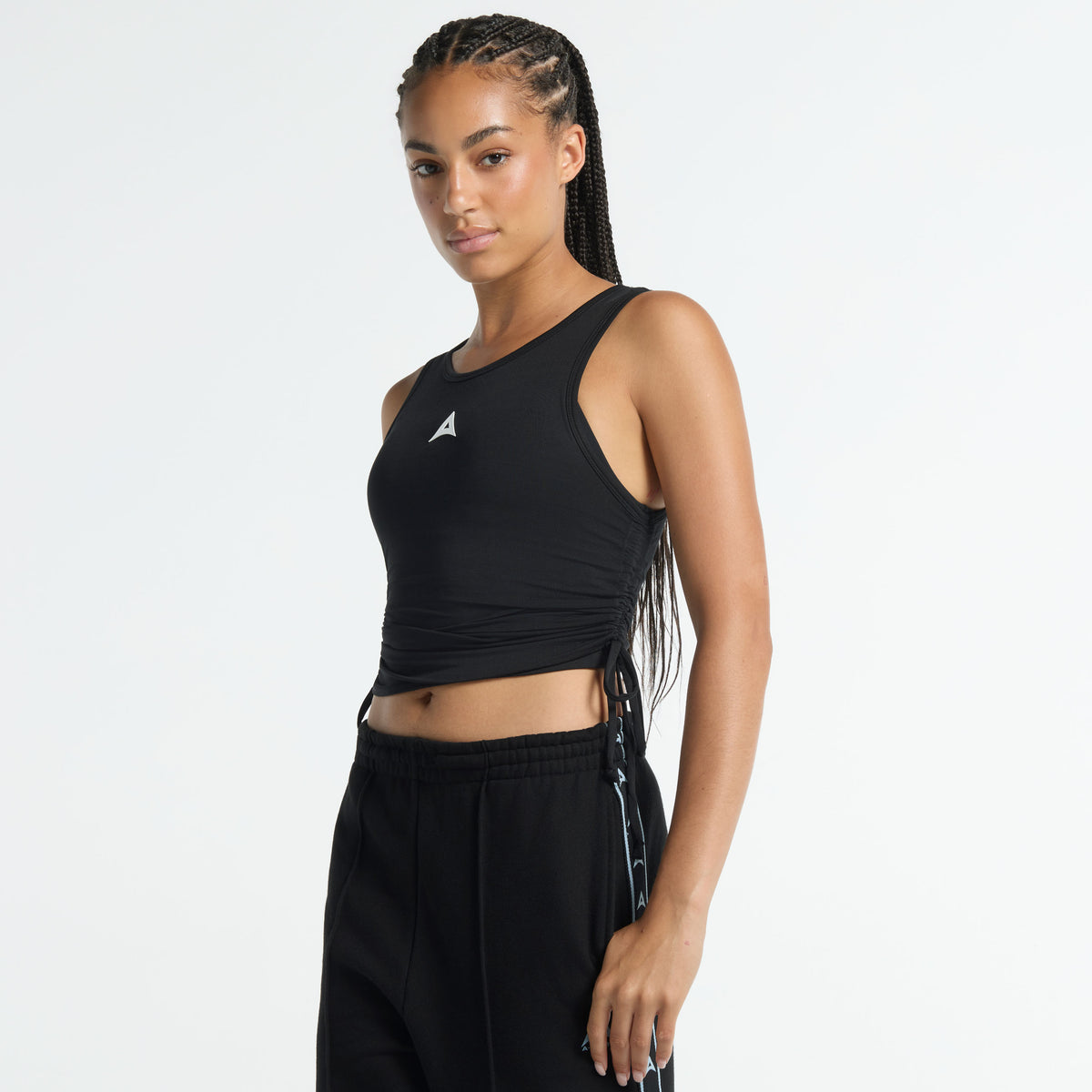 Women's Ruched Side Tank - Black