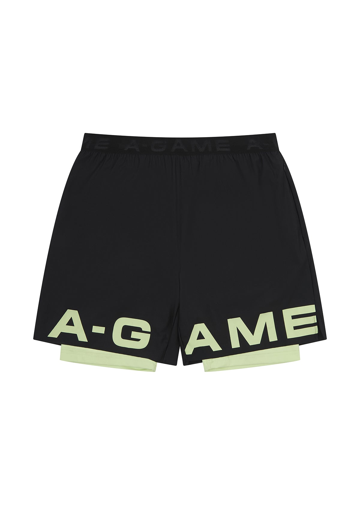 MENS A-GAME 2 IN 1 TRAINING SHORTS - BLACK/LIME