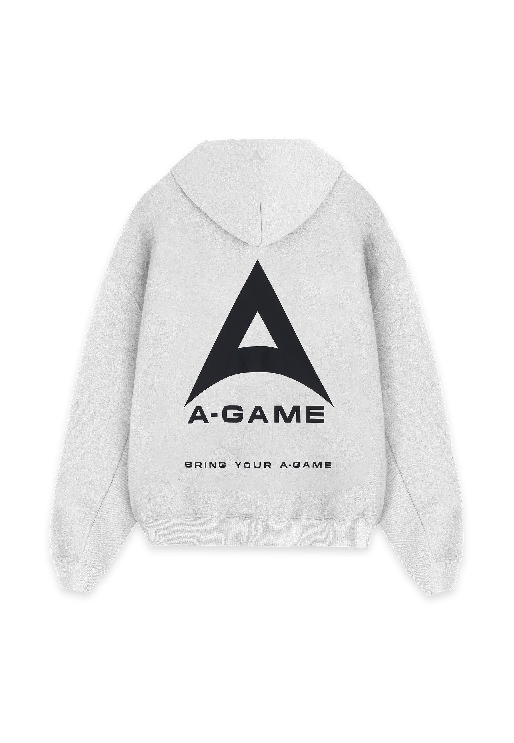 MENS A-GAME LOGO GRAPHIC RELAXED HOODIE - SNOW MARL