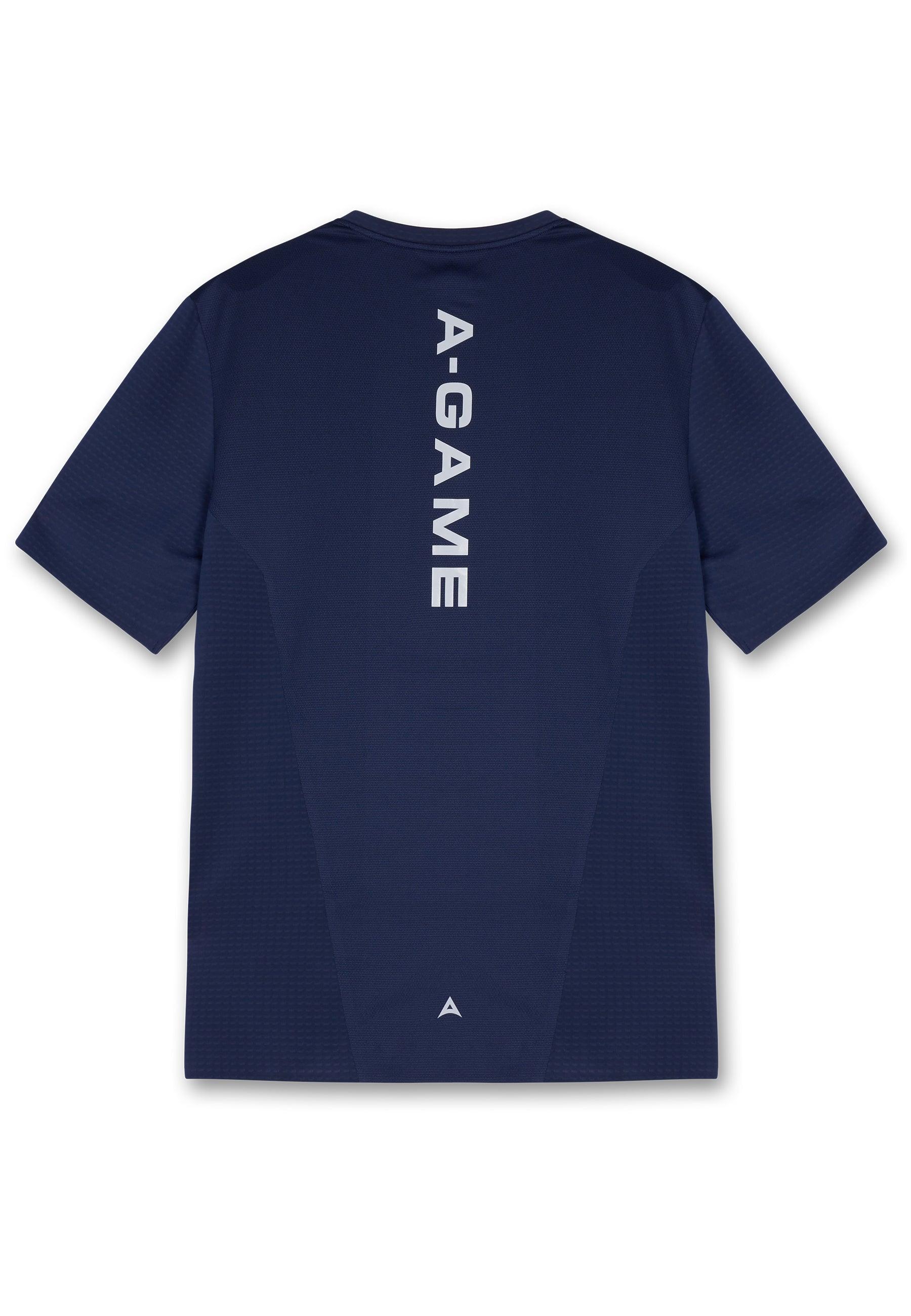 MENS A-GAME PANELLED TRAINING T-SHIRT - NAVY