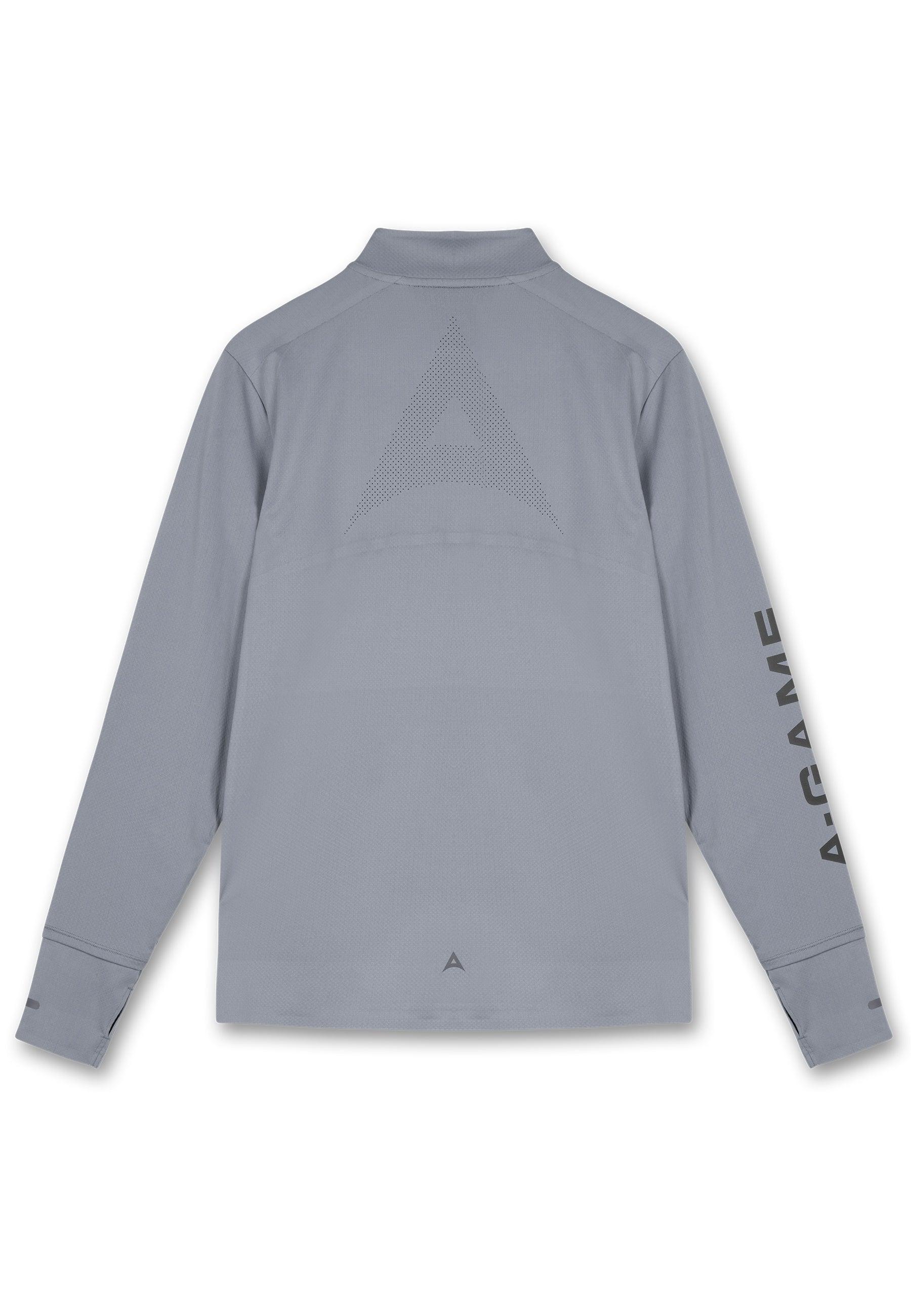 MENS A-GAME PERFORMANCE LONG SLEEVE TRAINING TOP - STEEL GREY