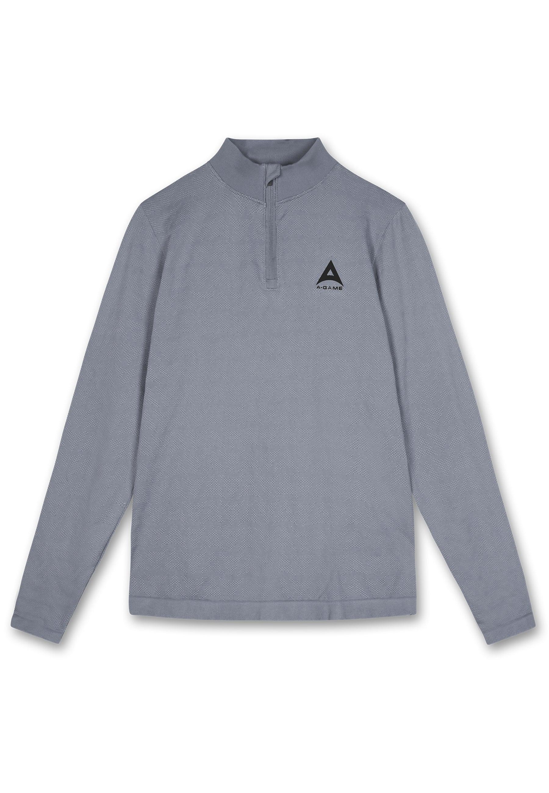 MENS A-GAME SEAMLESS LOGO TRAINING LONG SLEEVE TOP - STEEL GREY