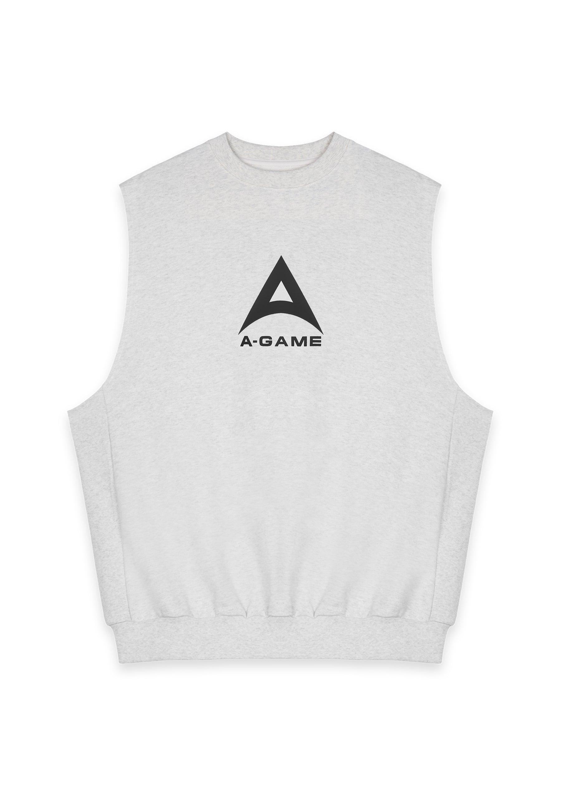 MENS BRING YOUR A-GAME GRAPHIC SLEEVELESS SWEATSHIRT - SNOW MARL