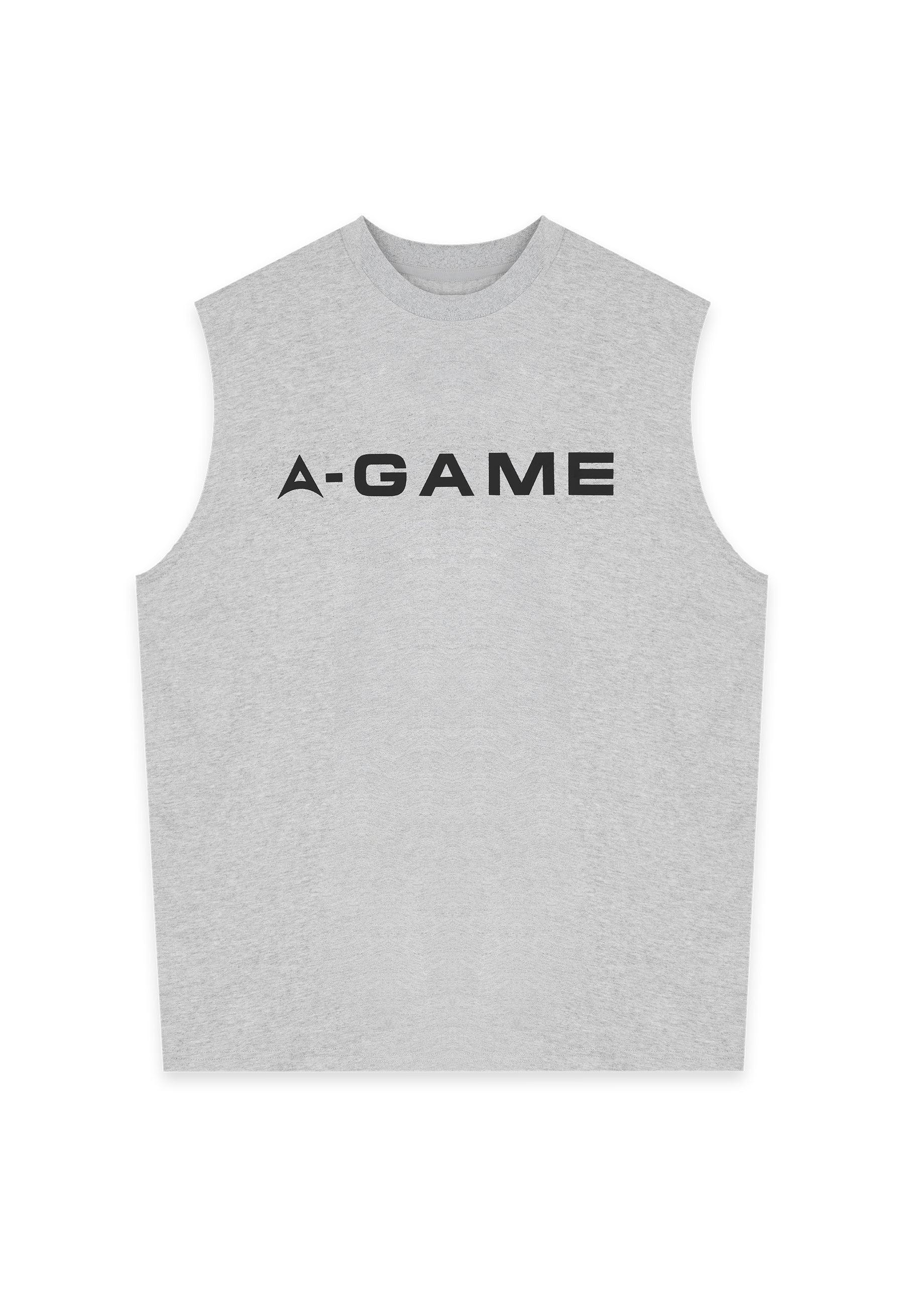 MENS BRING YOUR A-GAME GRAPHIC SLEEVELESS T-SHIRT - GREY MARL