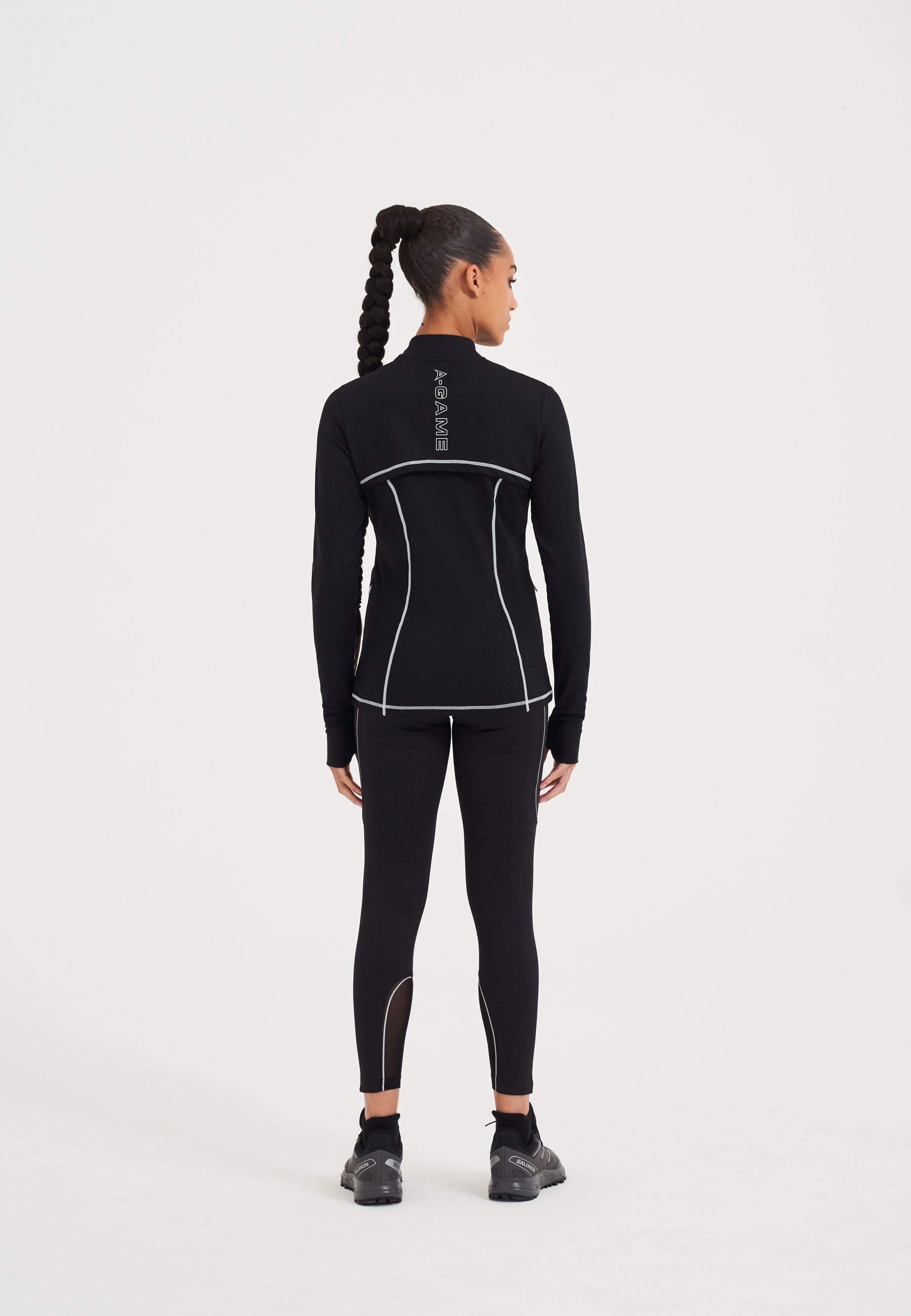 WOMENS A-GAME FITTED THERMAL FLEECE - BLACK