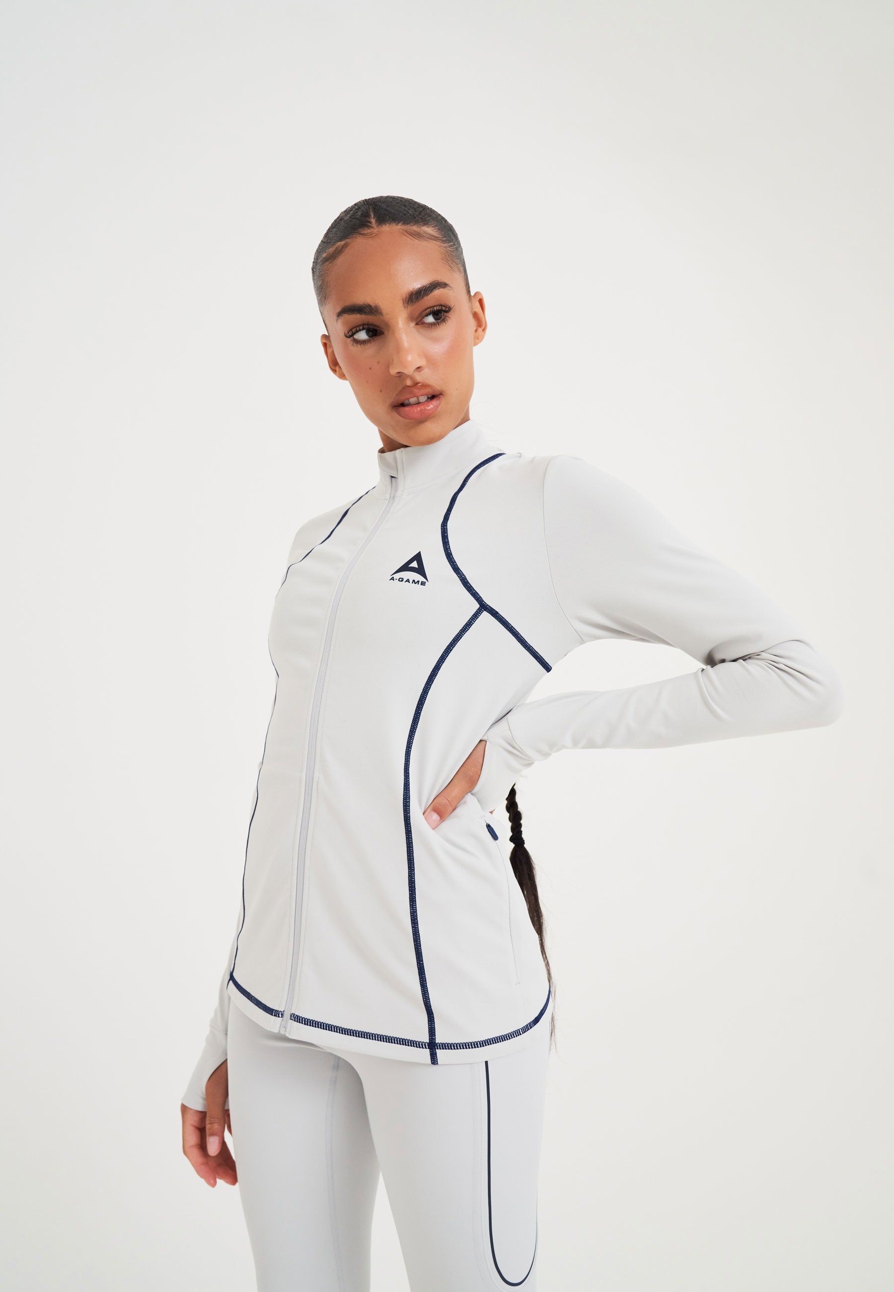 WOMENS A-GAME FITTED THERMAL FLEECE - GREY