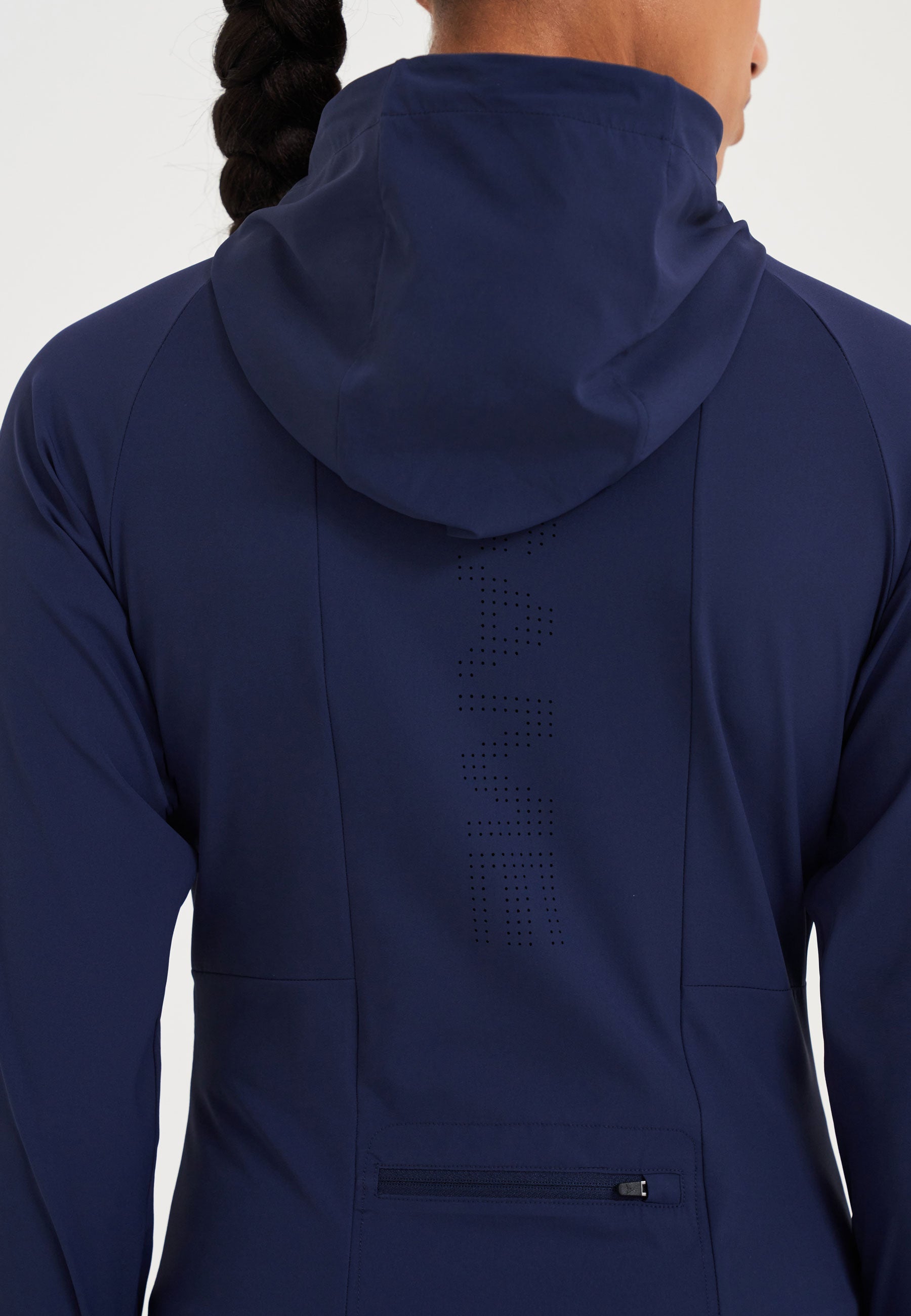 WOMENS A-GAME LIGHTWEIGHT FITTED RUNNING JACKET - CROWN BLUE/SILVER