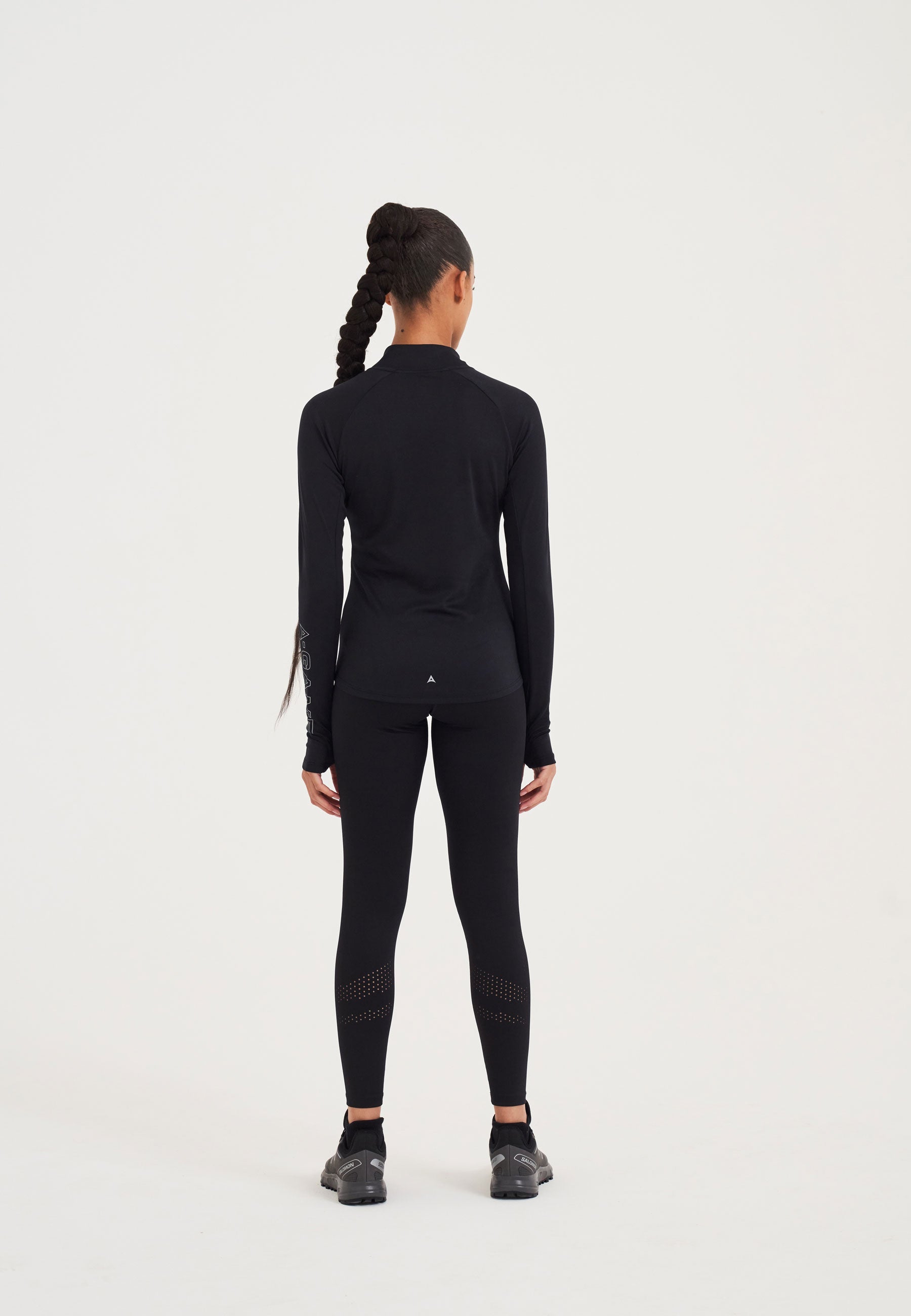 WOMENS A-GAME QUARTER ZIP FITTED TRAINING TOP - BLACK