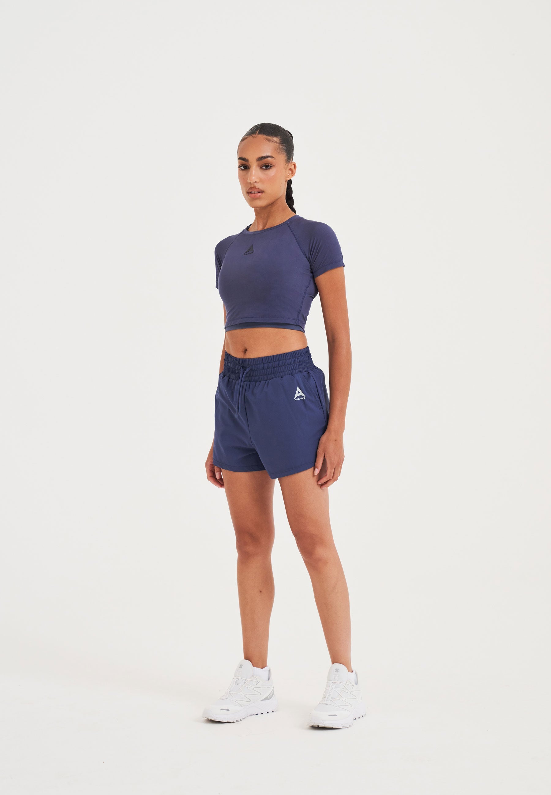 WOMENS A-GAME TRAINING RUNNER SHORTS - BLUE