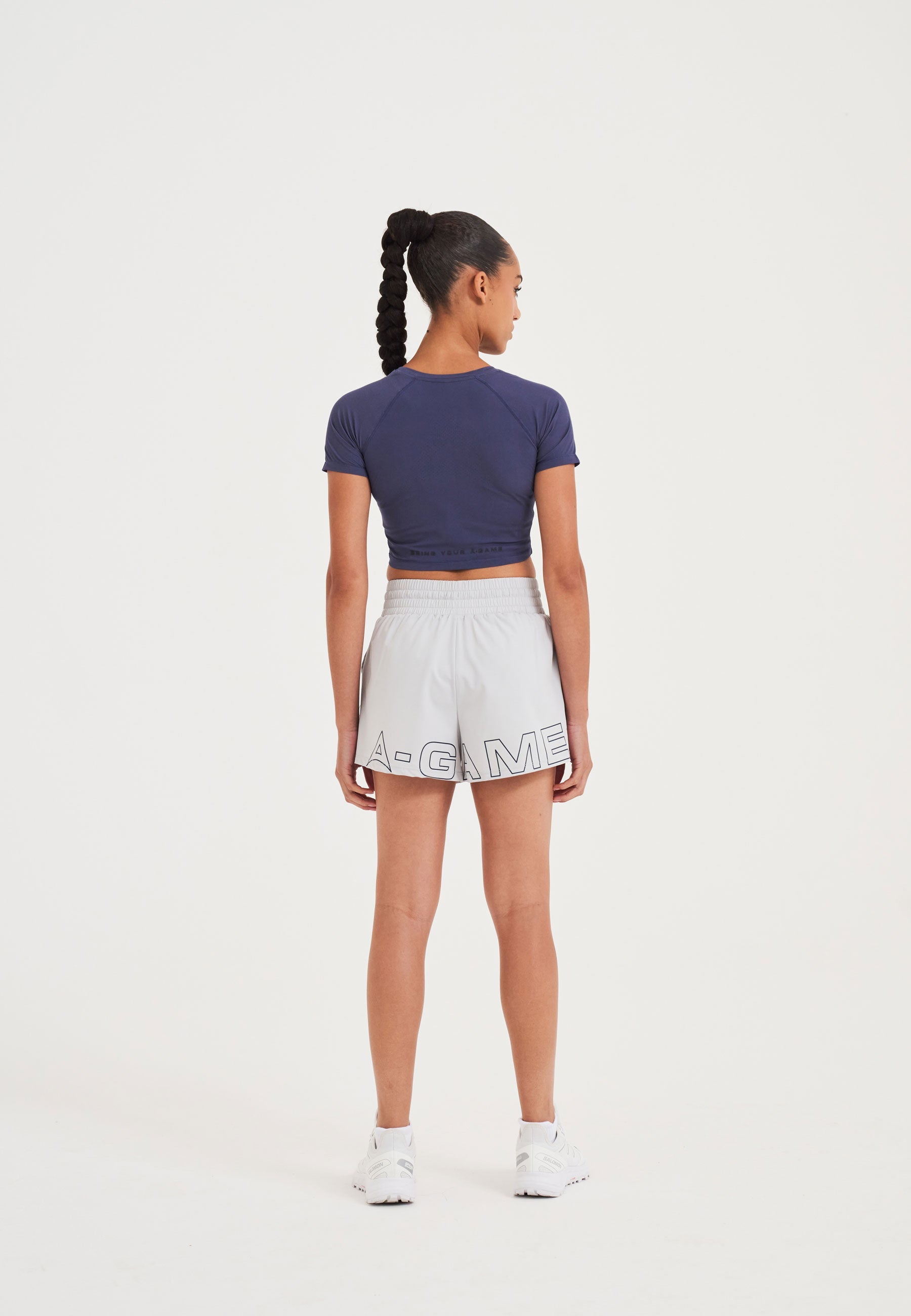 WOMENS A-GAME TRAINING RUNNER SHORTS - GREY