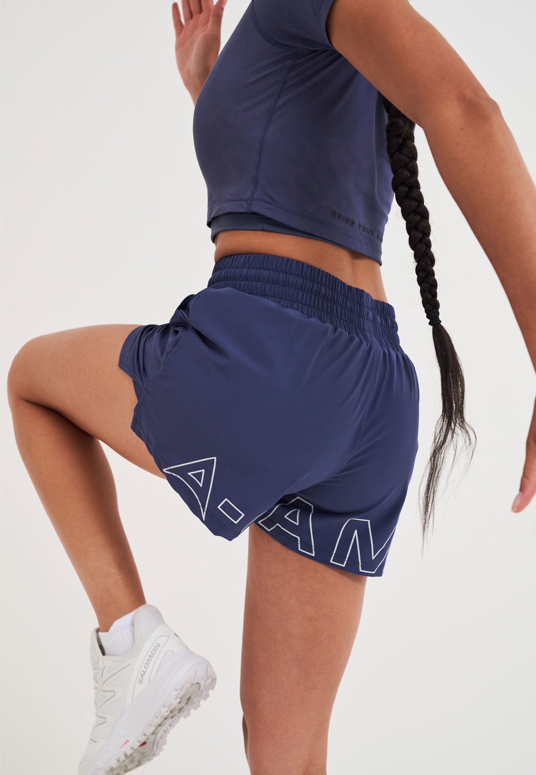WOMENS A-GAME TRAINING RUNNER SHORTS - BLUE