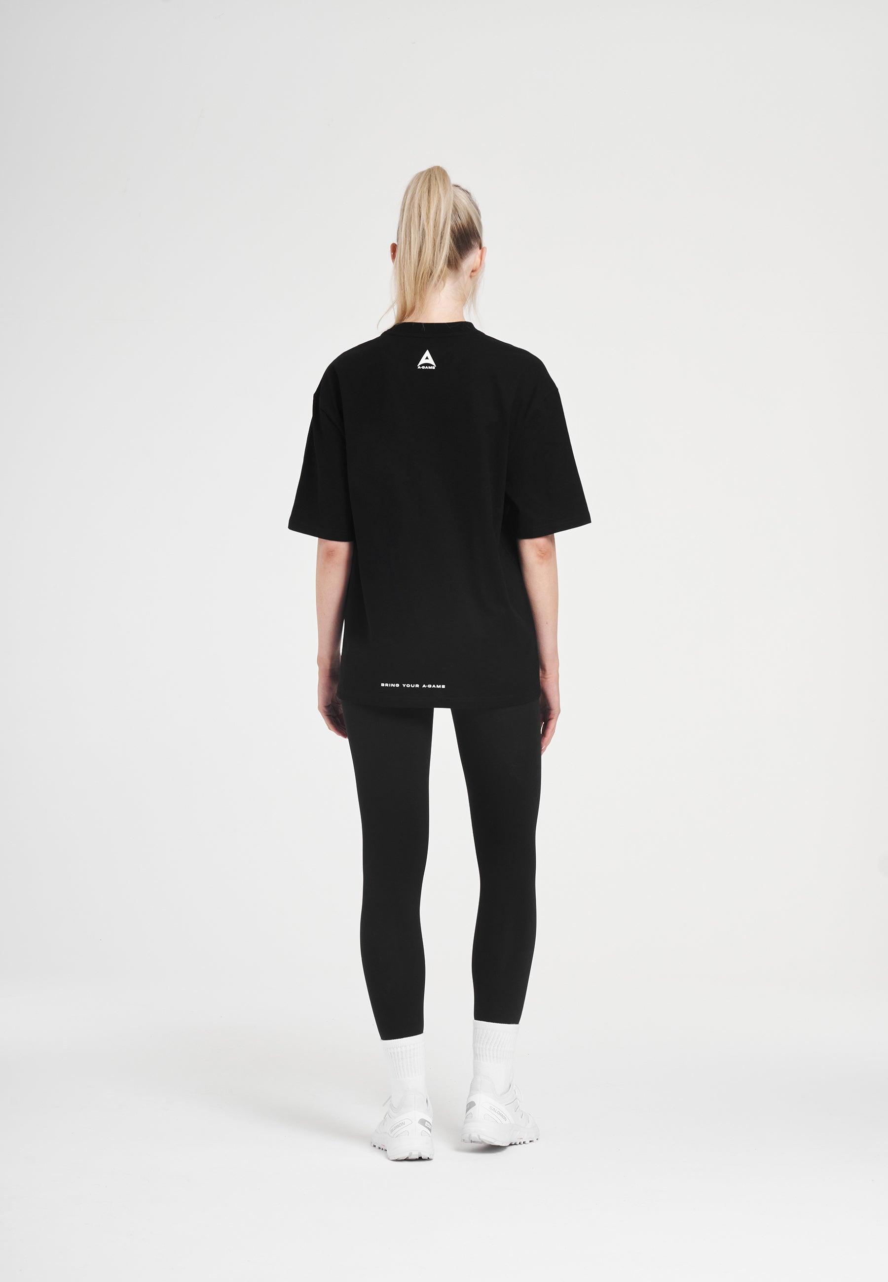 WOMENS A-GAME CHENILLE LOGO RELAXED T-SHIRT - BLACK