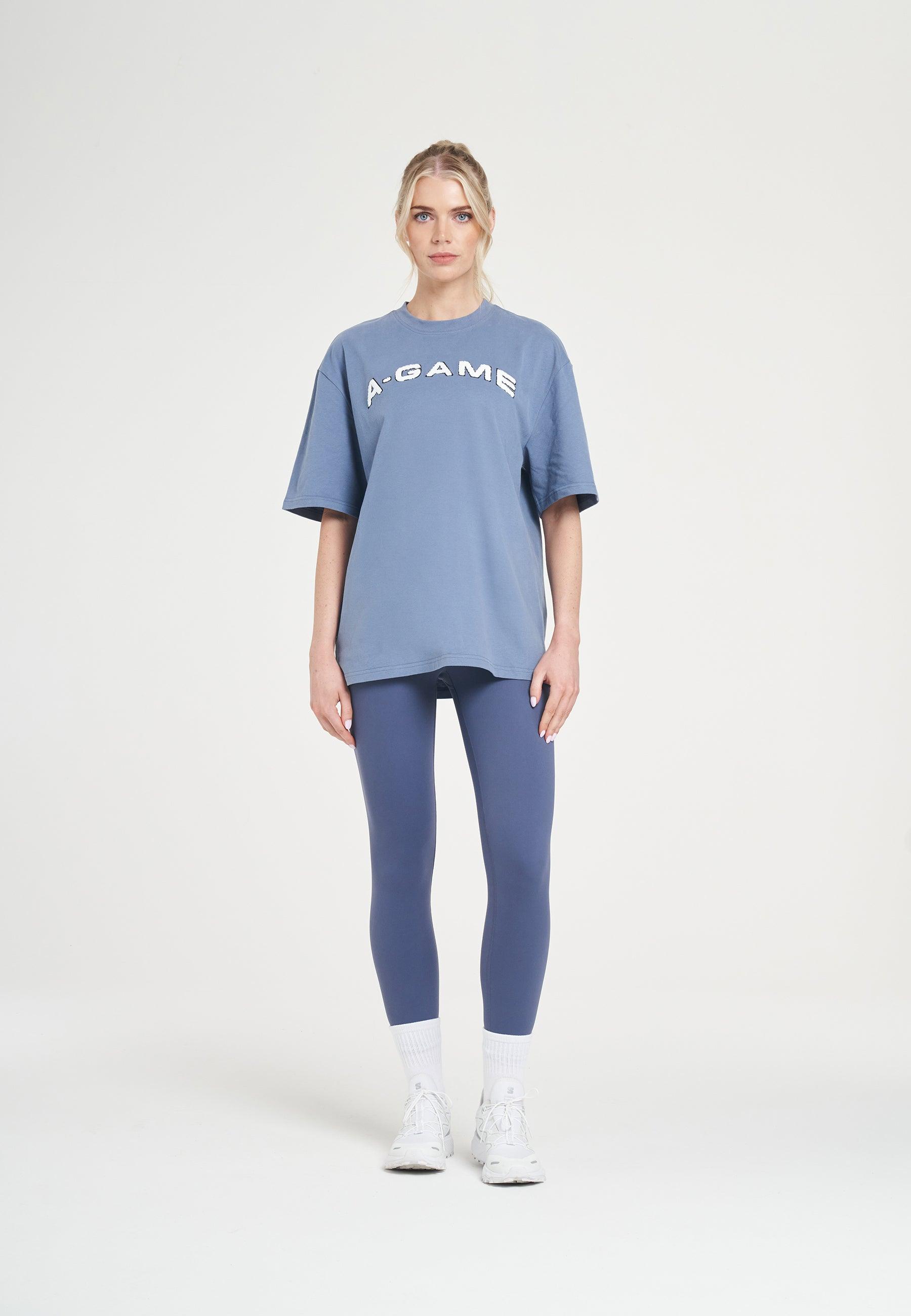 WOMENS A-GAME CHENILLE LOGO RELAXED T-SHIRT - ELEMENTAL BLUE