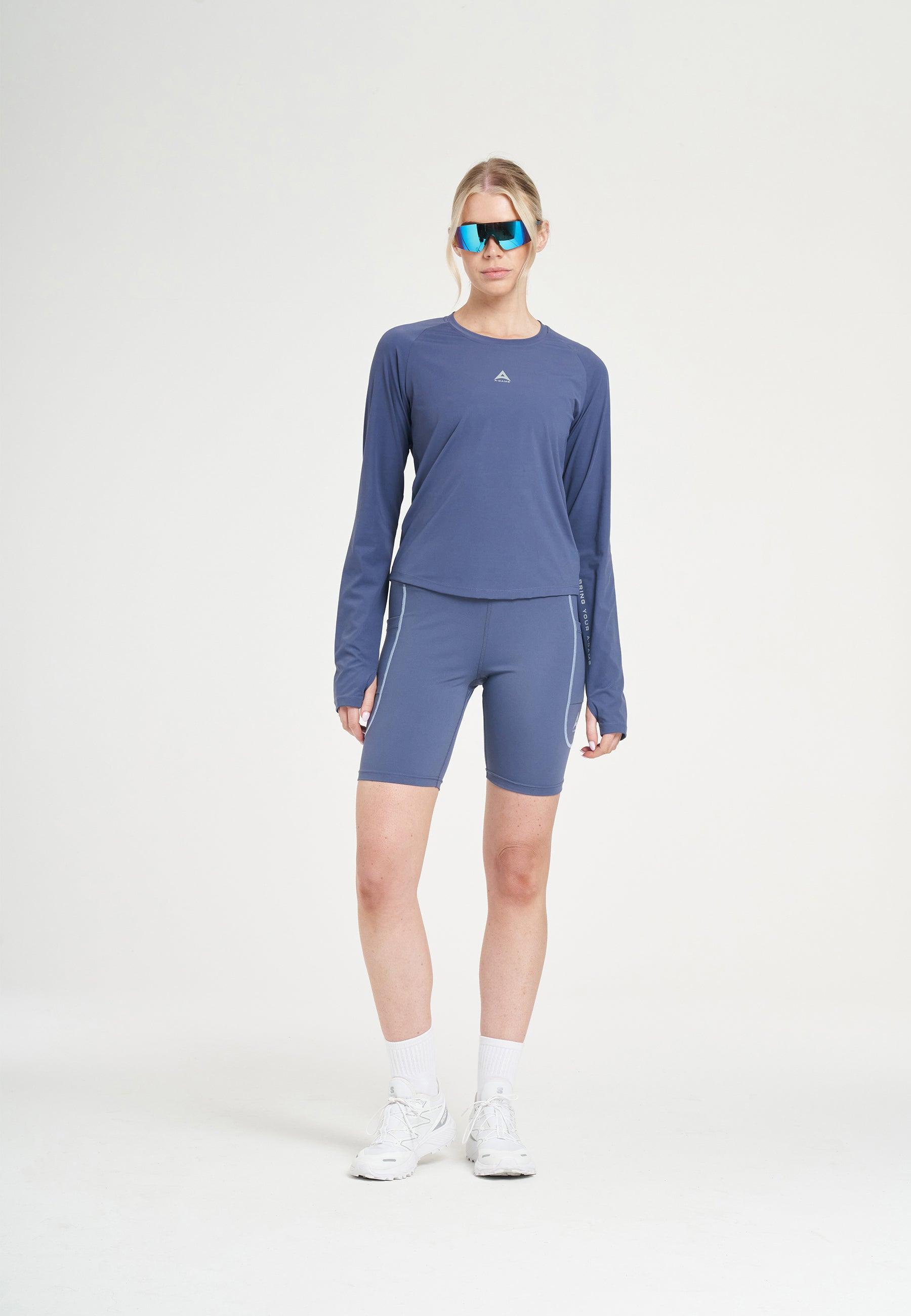 WOMENS A-GAME FITTED LONG SLEEVE TRAINING TOP - BLUE
