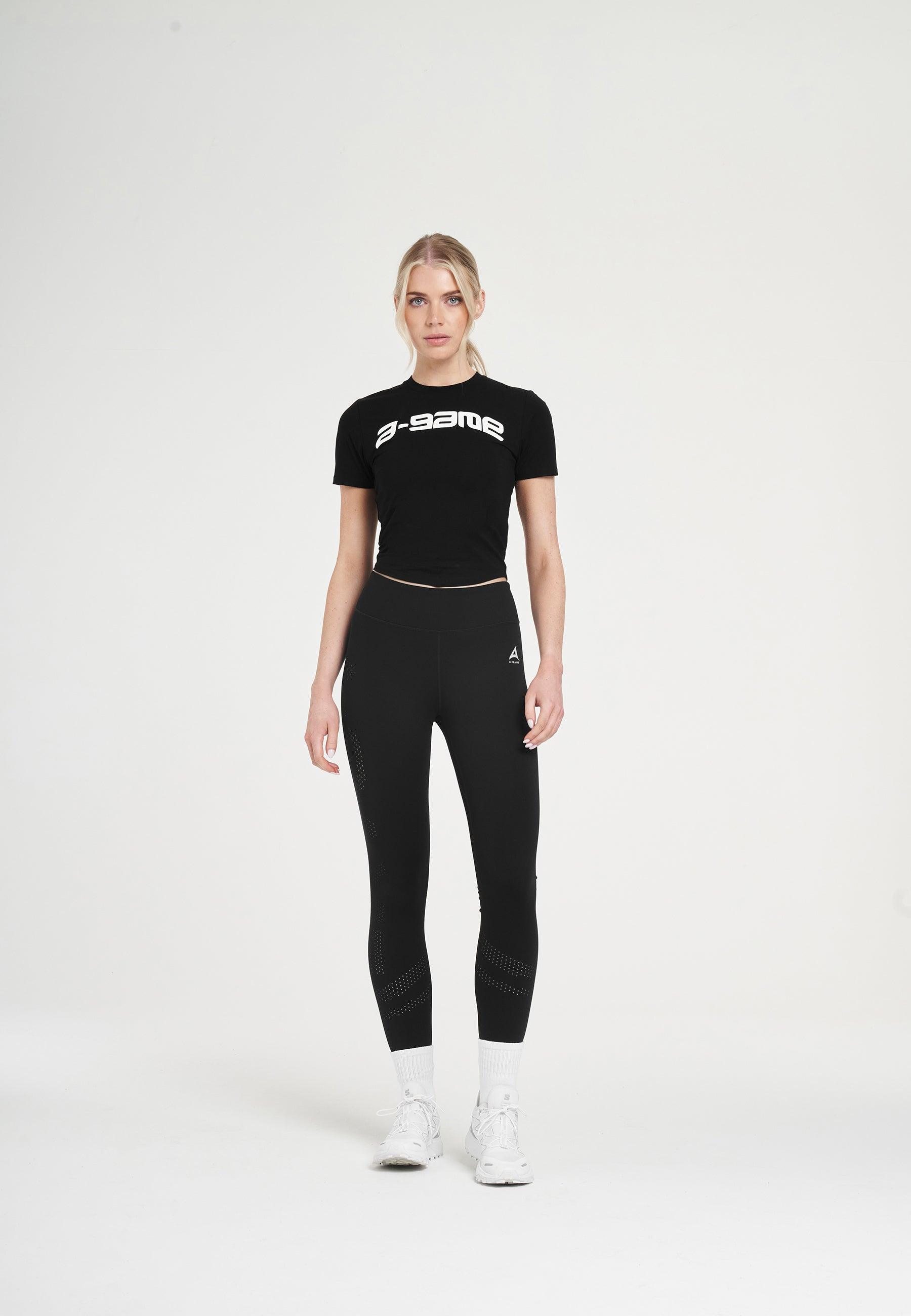 WOMENS A-GAME HIGH WAISTED TRAINING LEGGINGS - BLACK