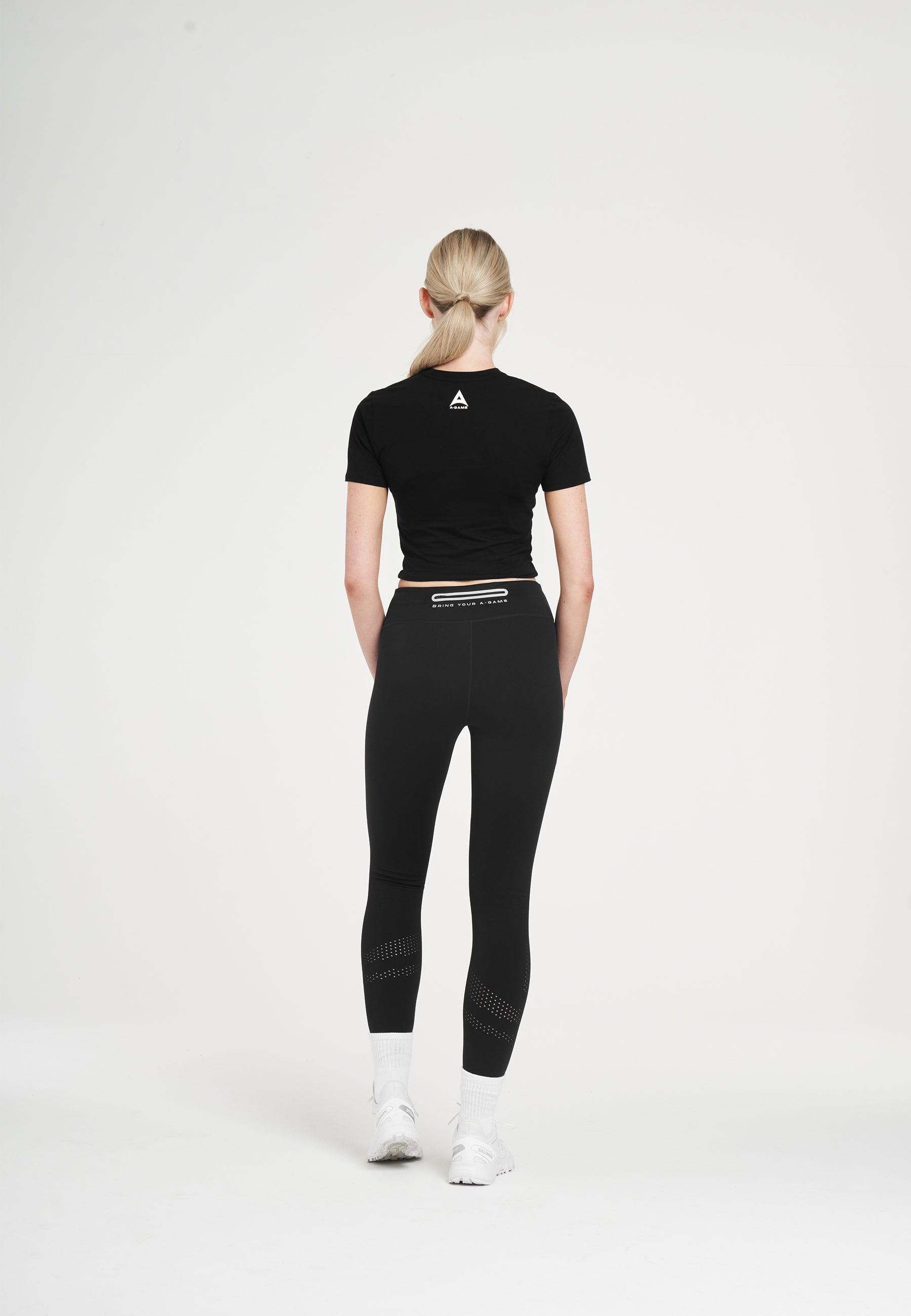 WOMENS A-GAME HIGH WAISTED TRAINING LEGGINGS - BLACK