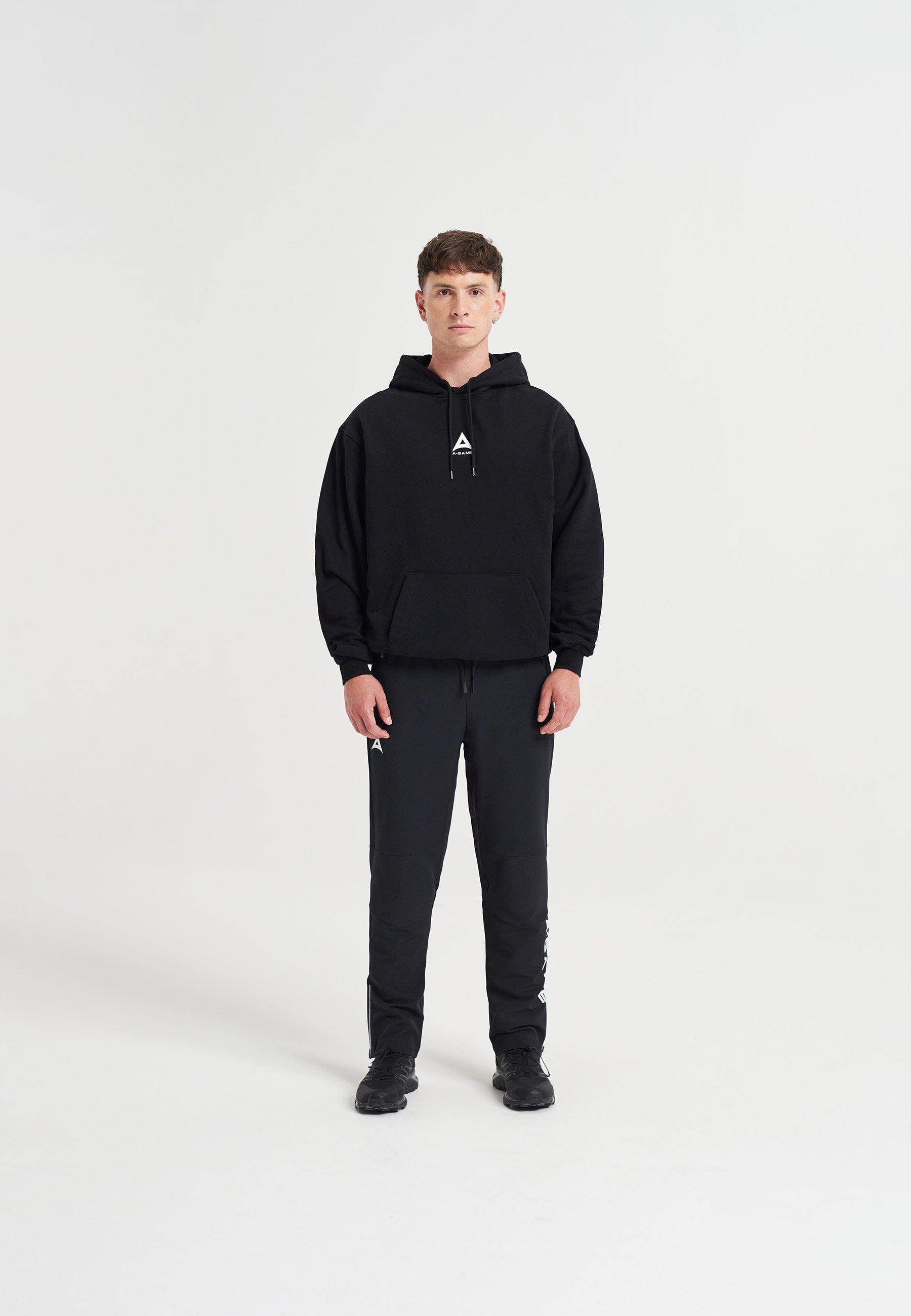 MENS A-GAME LOGO GRAPHIC RELAXED HOODIE - BLACK