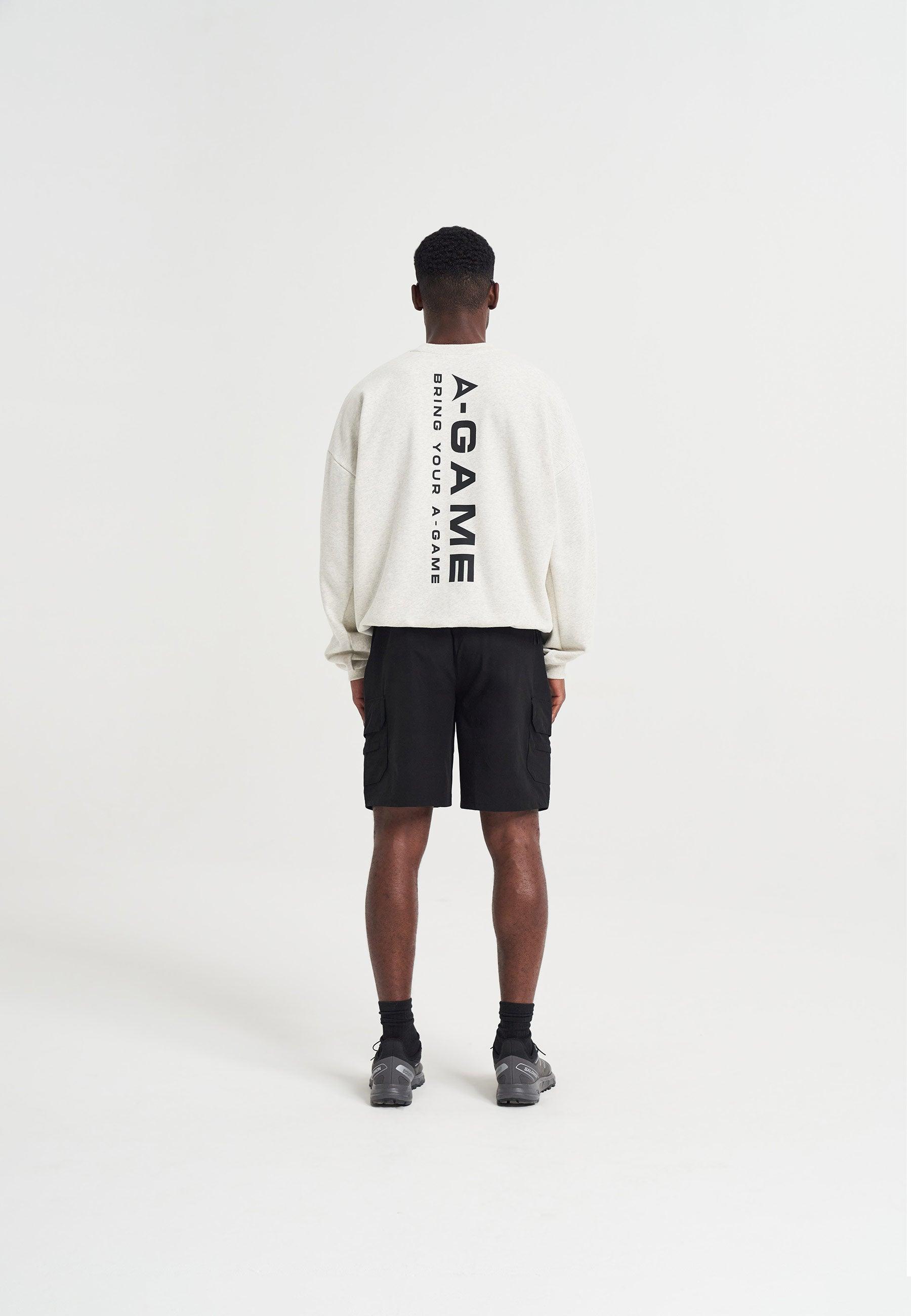 MENS A-GAME LOGO GRAPHIC RELAXED SWEATSHIRT - SNOW MARL