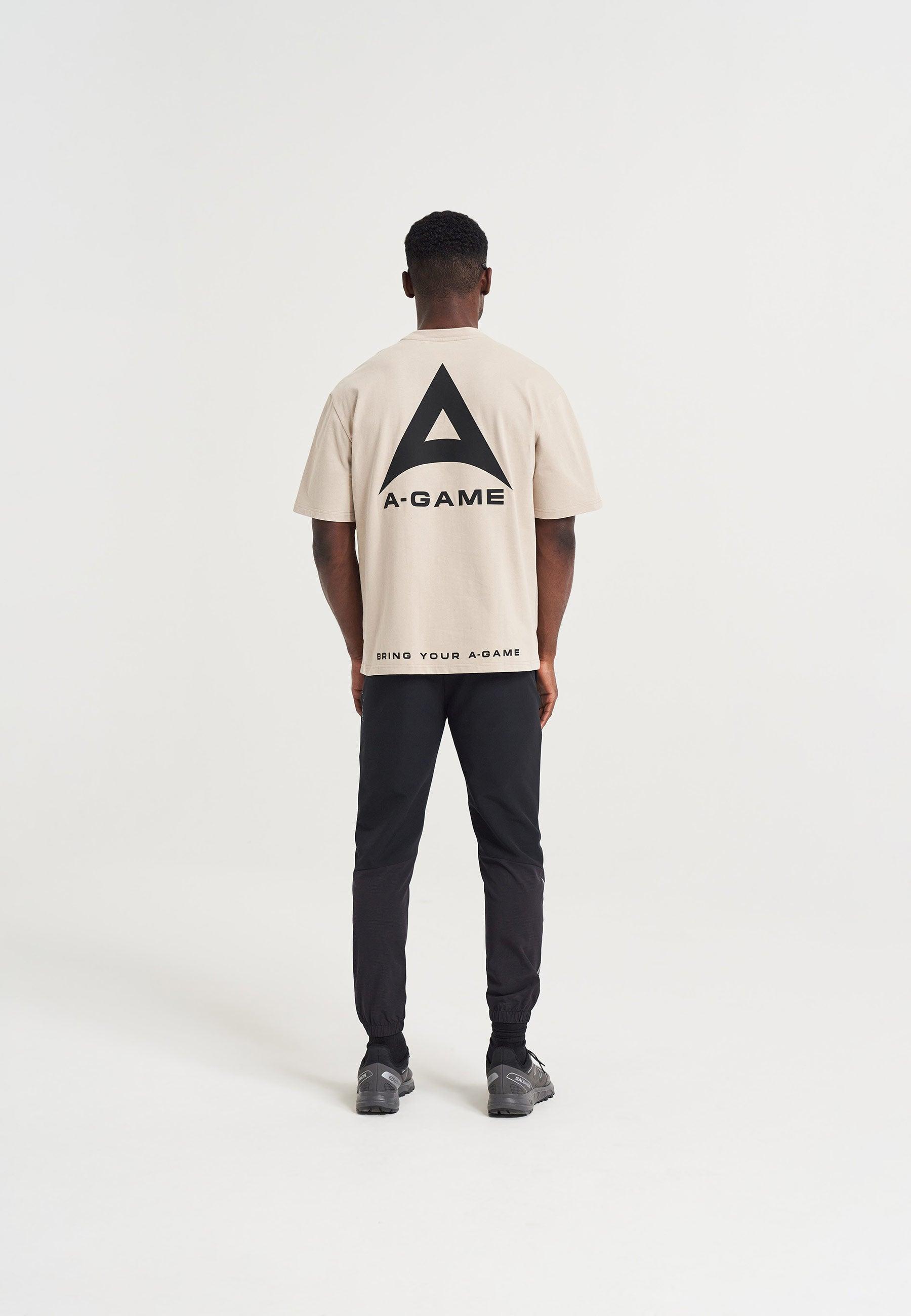 MENS A-GAME LOGO GRAPHIC RELAXED T-SHIRT - BEIGE