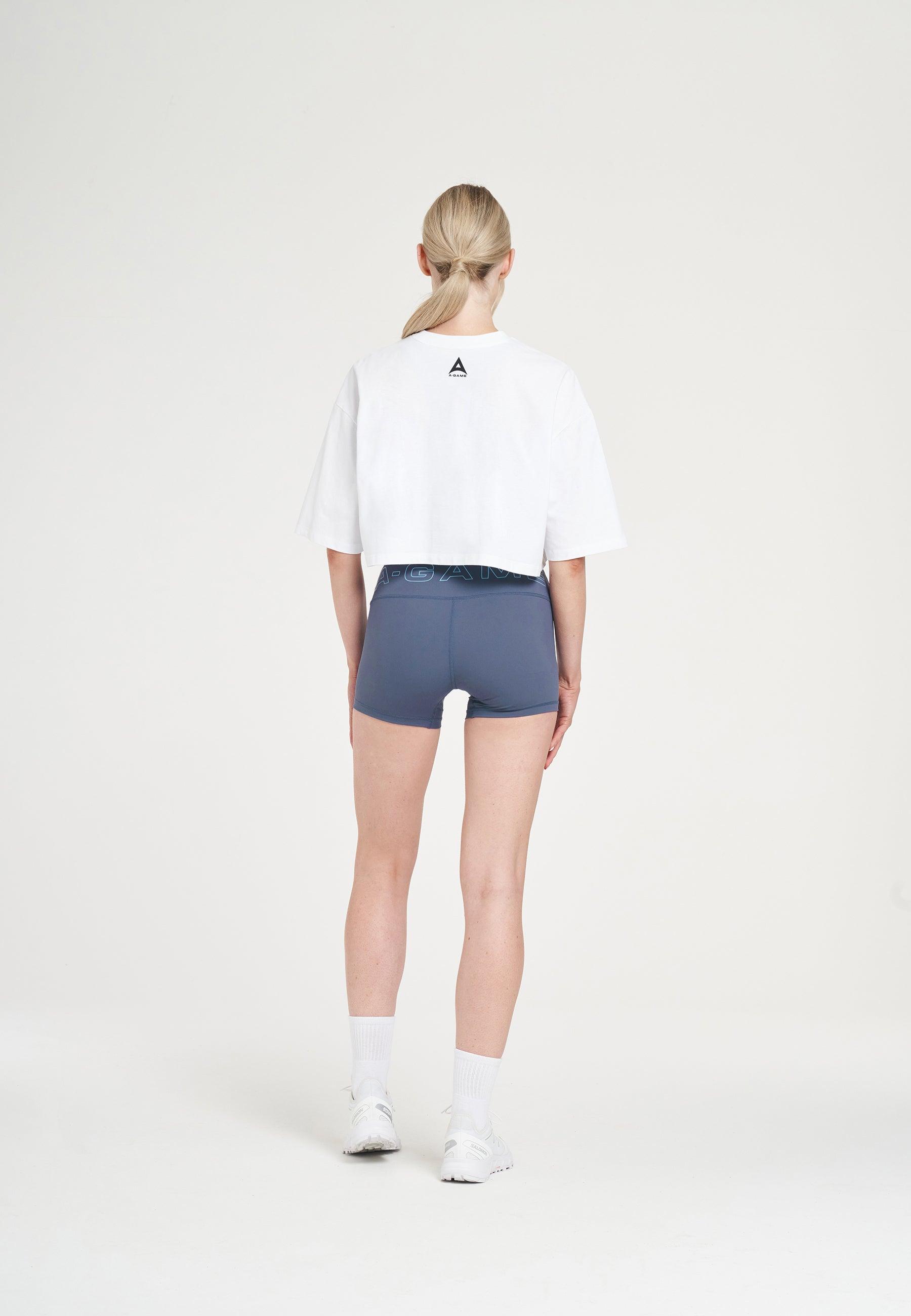 WOMENS A-GAME LOGO MINI TRAINING SHORTS - BLUE