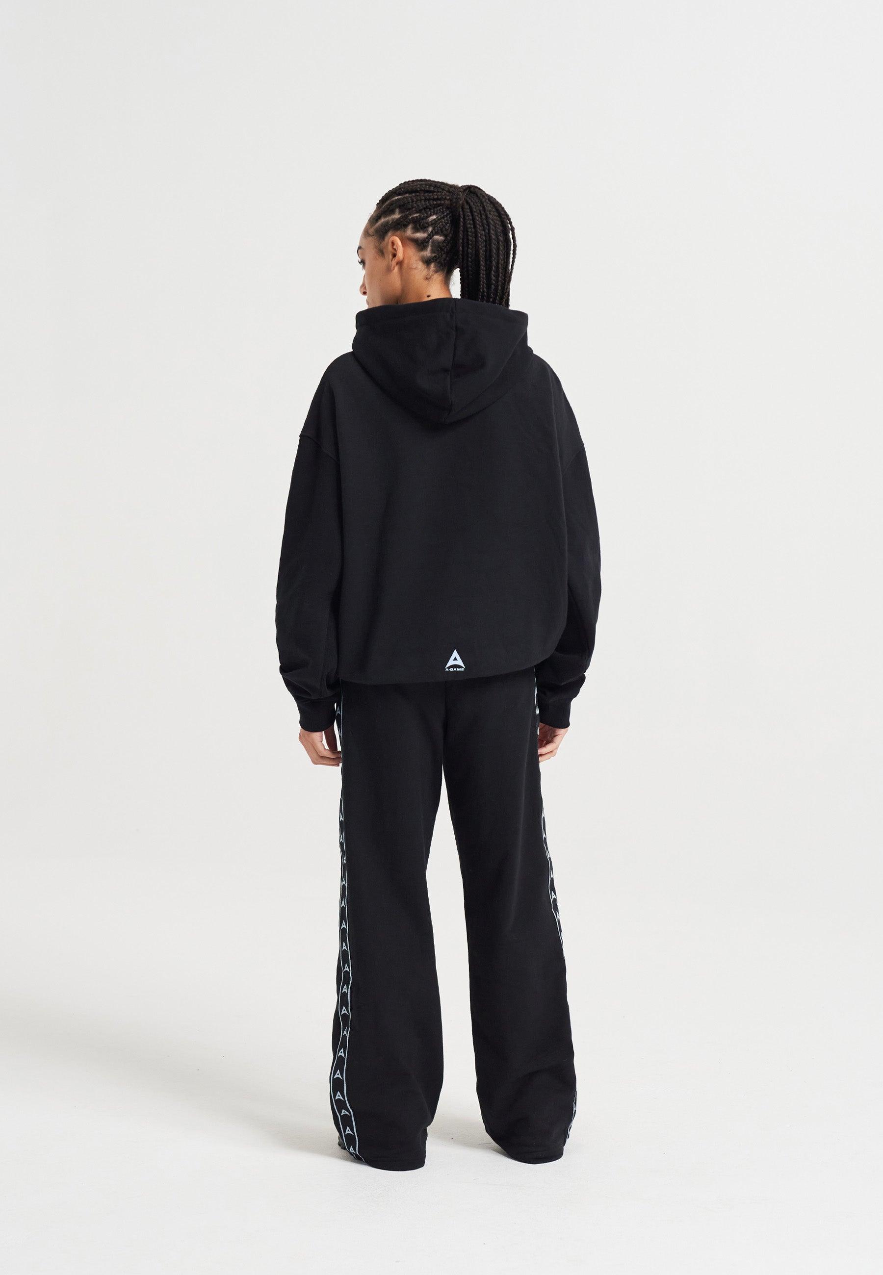 WOMENS A-GAME ROTATE LOGO GRAPHIC HOODIE - BLACK