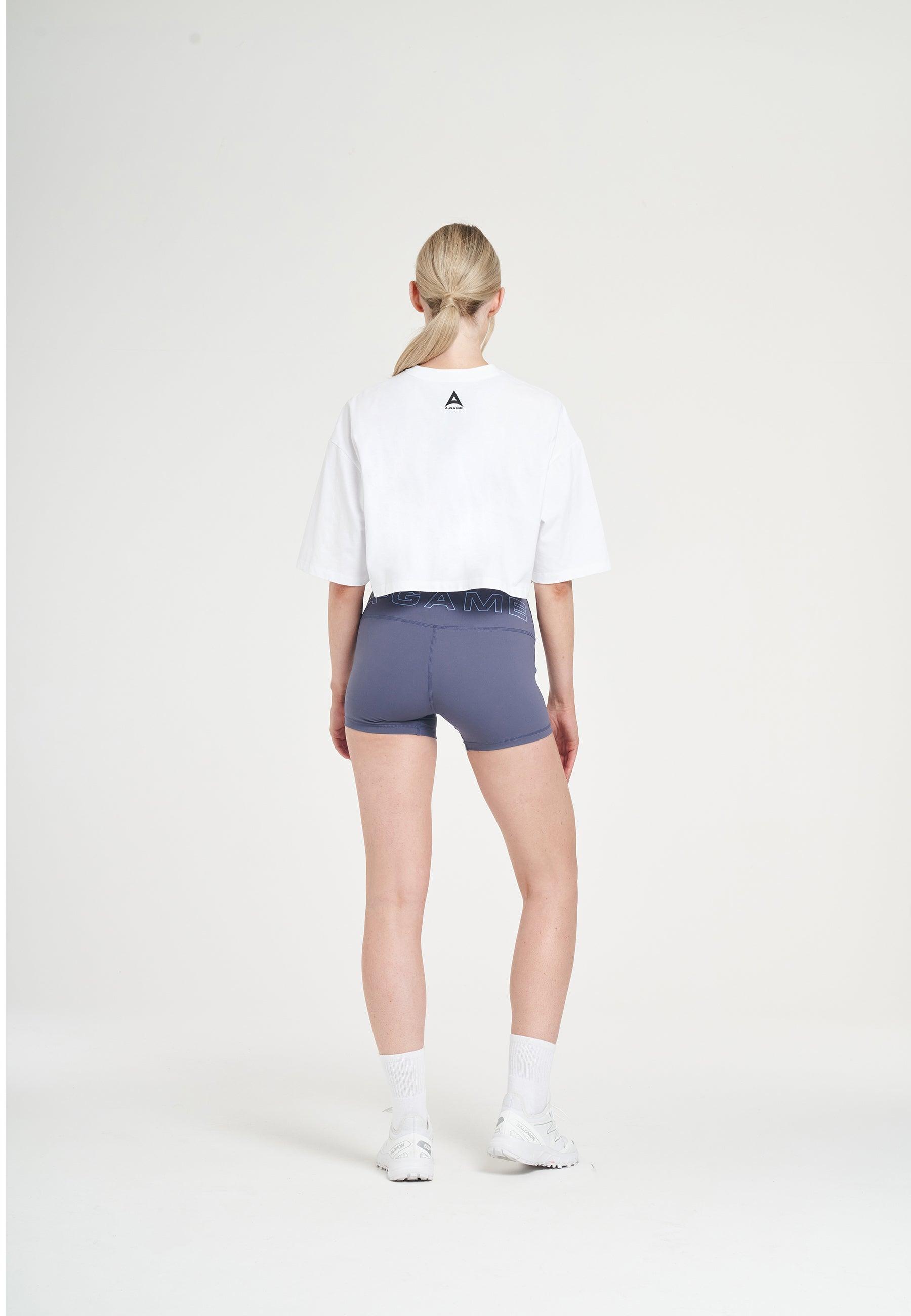 WOMENS A-GAME ROTATE LOGO RELAXED CROPPED T-SHIRT - WHITE