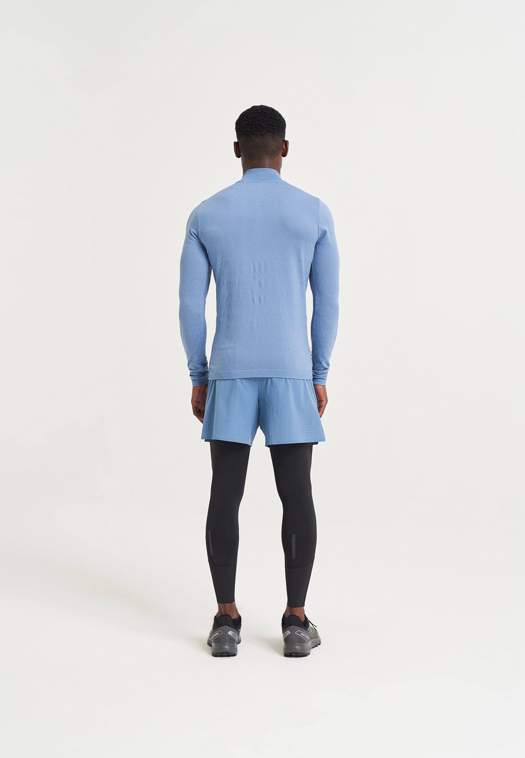 MENS A-GAME SEAMLESS LOGO TRAINING LONG SLEEVE TOP - OCEAN BLUE