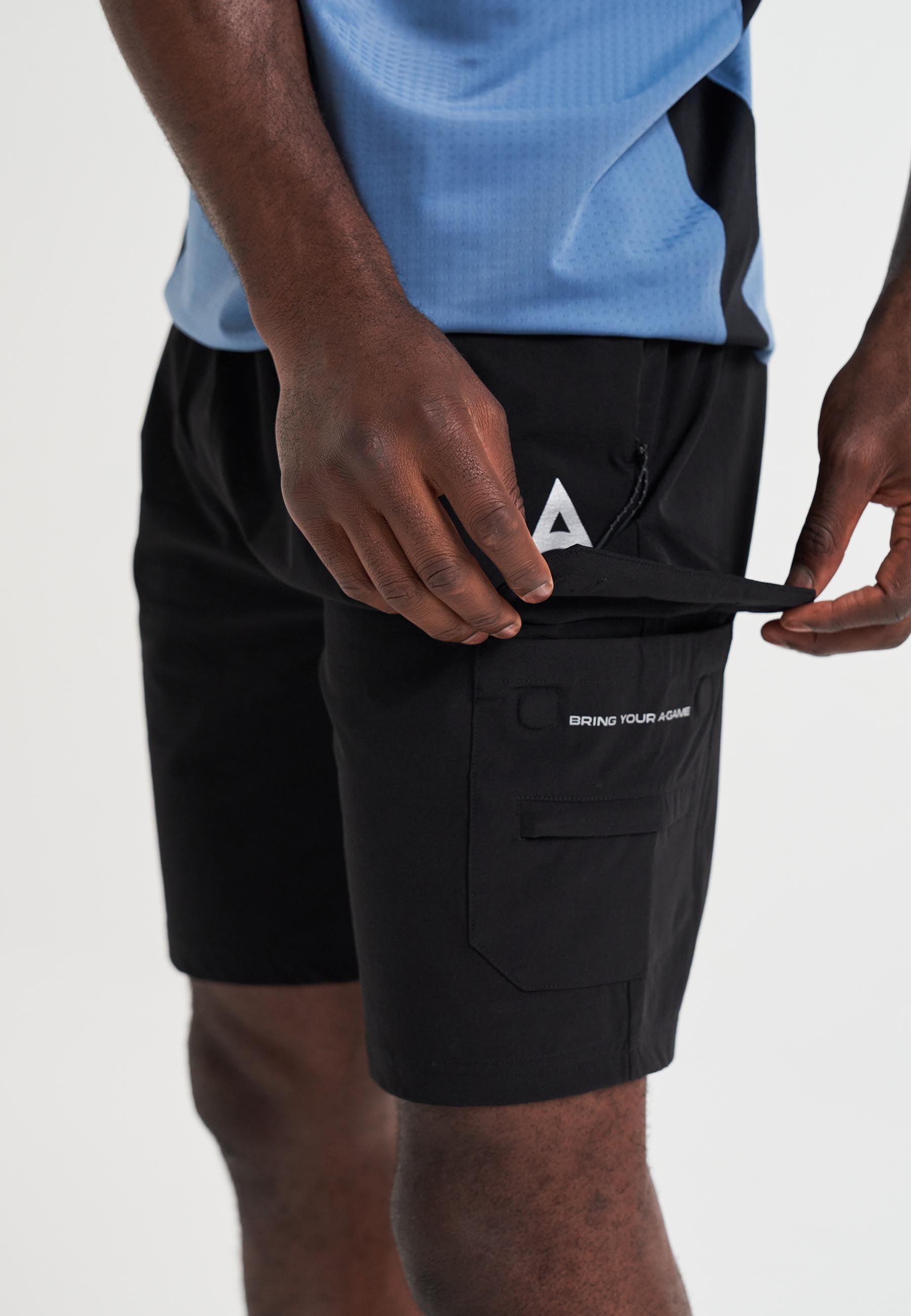 MENS A-GAME TECH CARGO SHORTS - BLACK