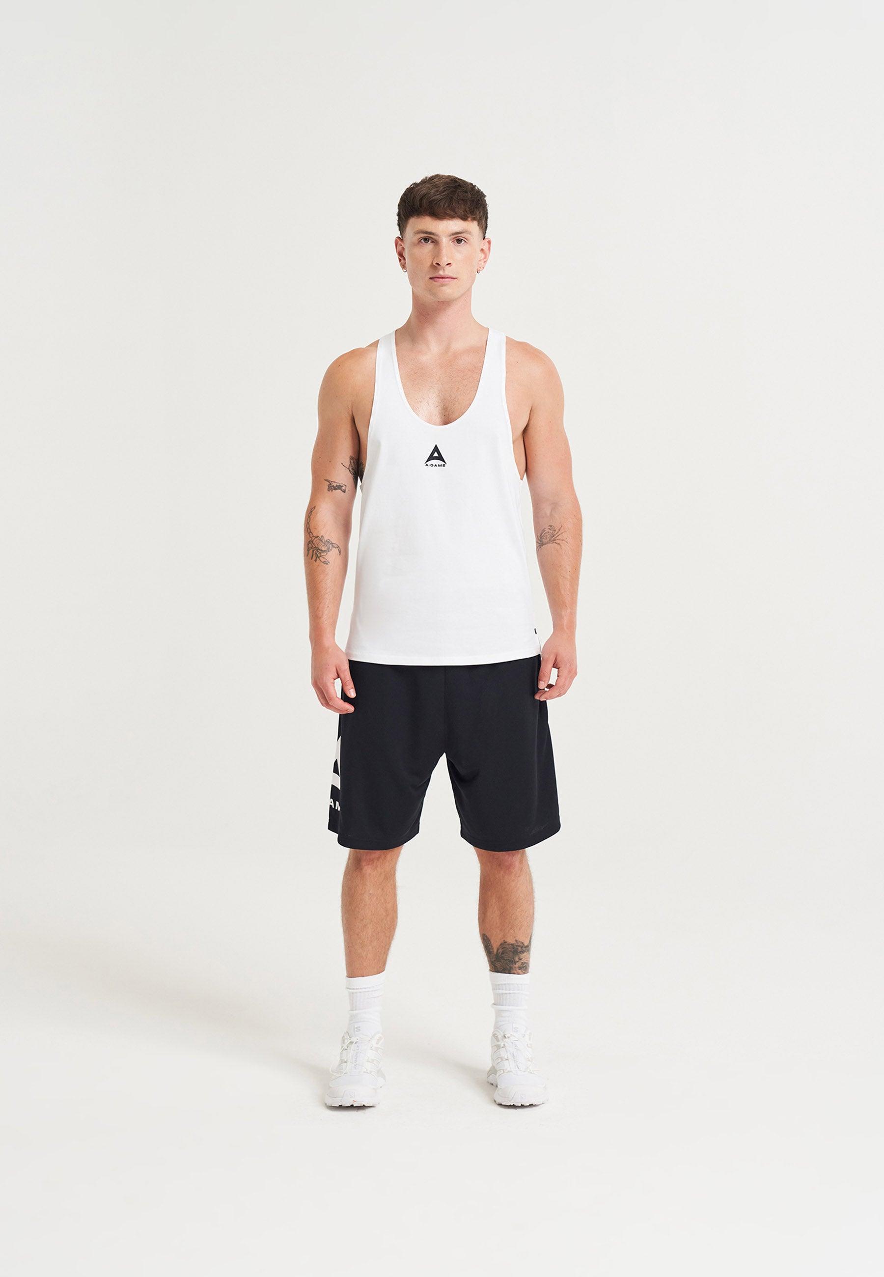MENS A-GAME TRAINING STRINGER VEST - WHITE