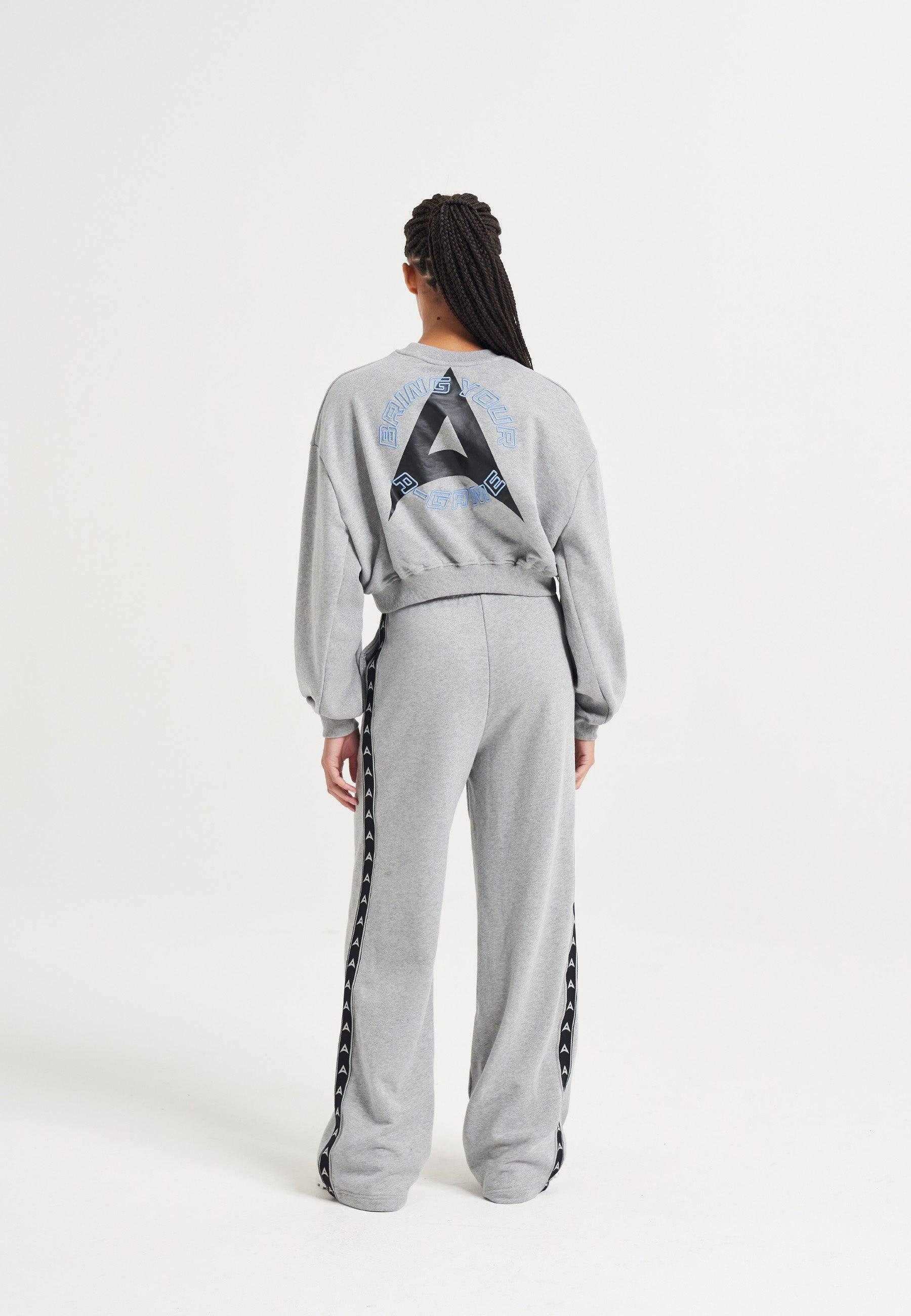 WOMENS BRING YOUR A-GAME CROPPED SWEATSHIRT - GREY MARL