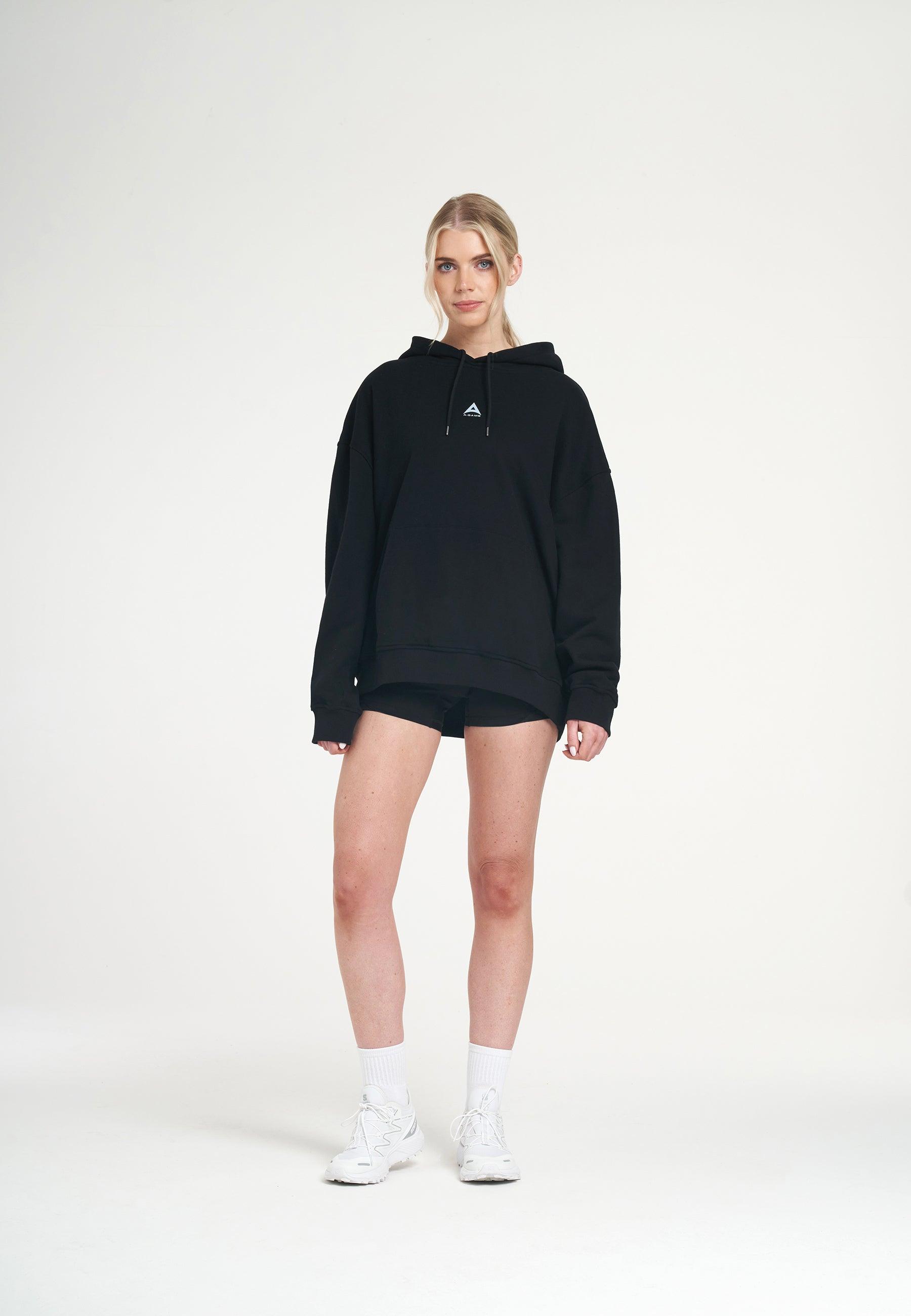 WOMENS BRING YOUR A-GAME GRAPHIC HOODIE - BLACK