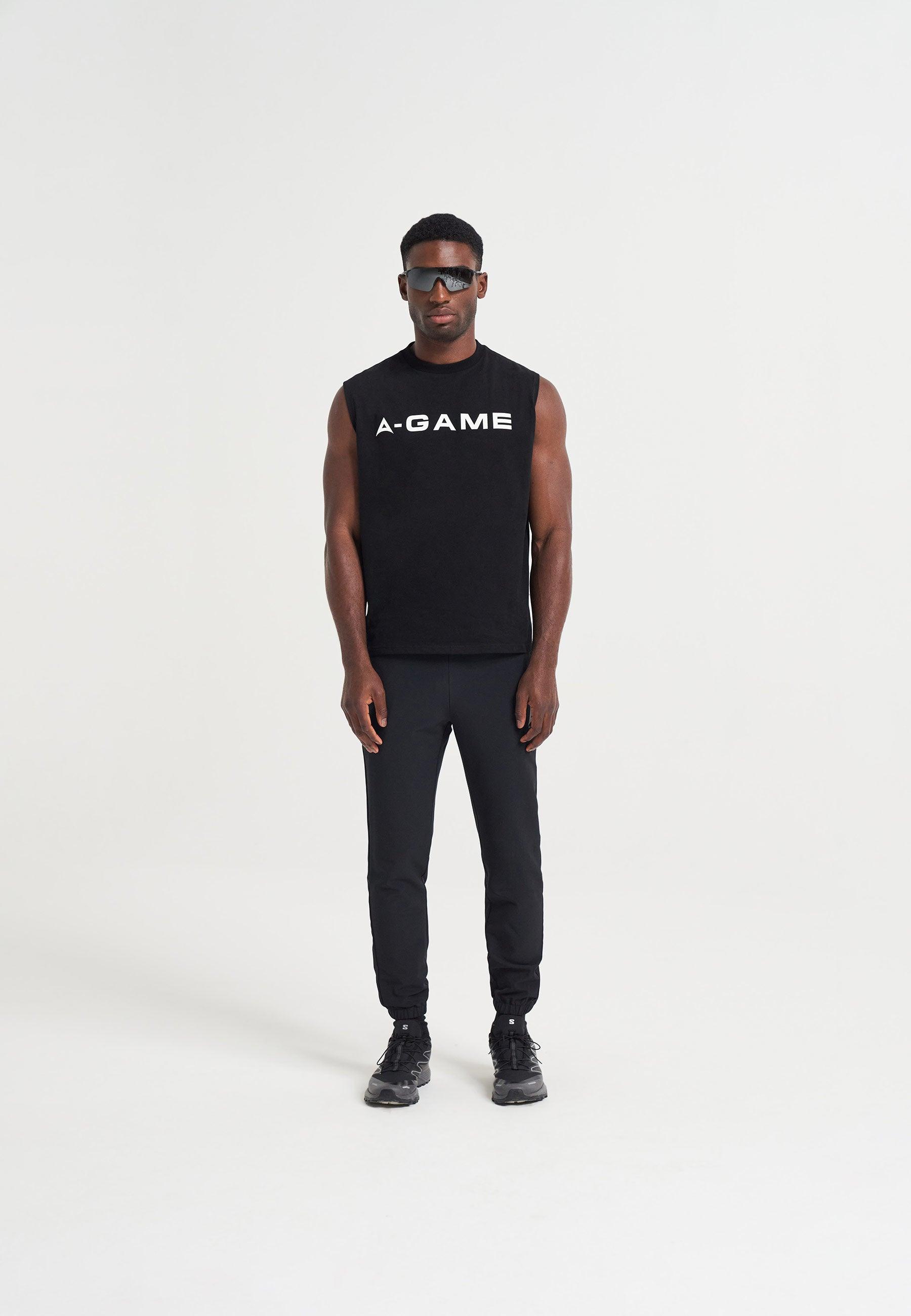 MENS BRING YOUR A-GAME GRAPHIC SLEEVELESS T-SHIRT - BLACK