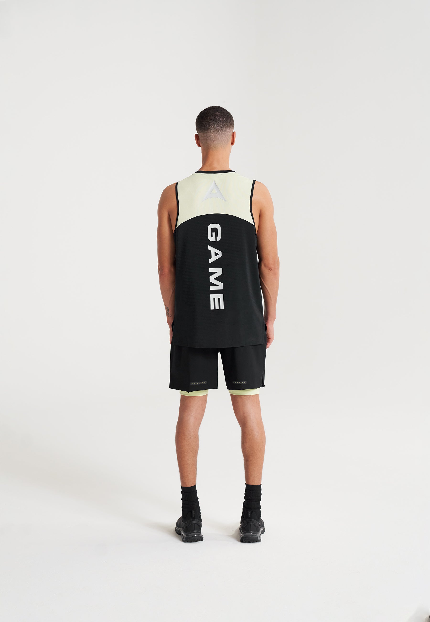 MENS A-GAME TRAINING TANK TOP - BLACK/LIME