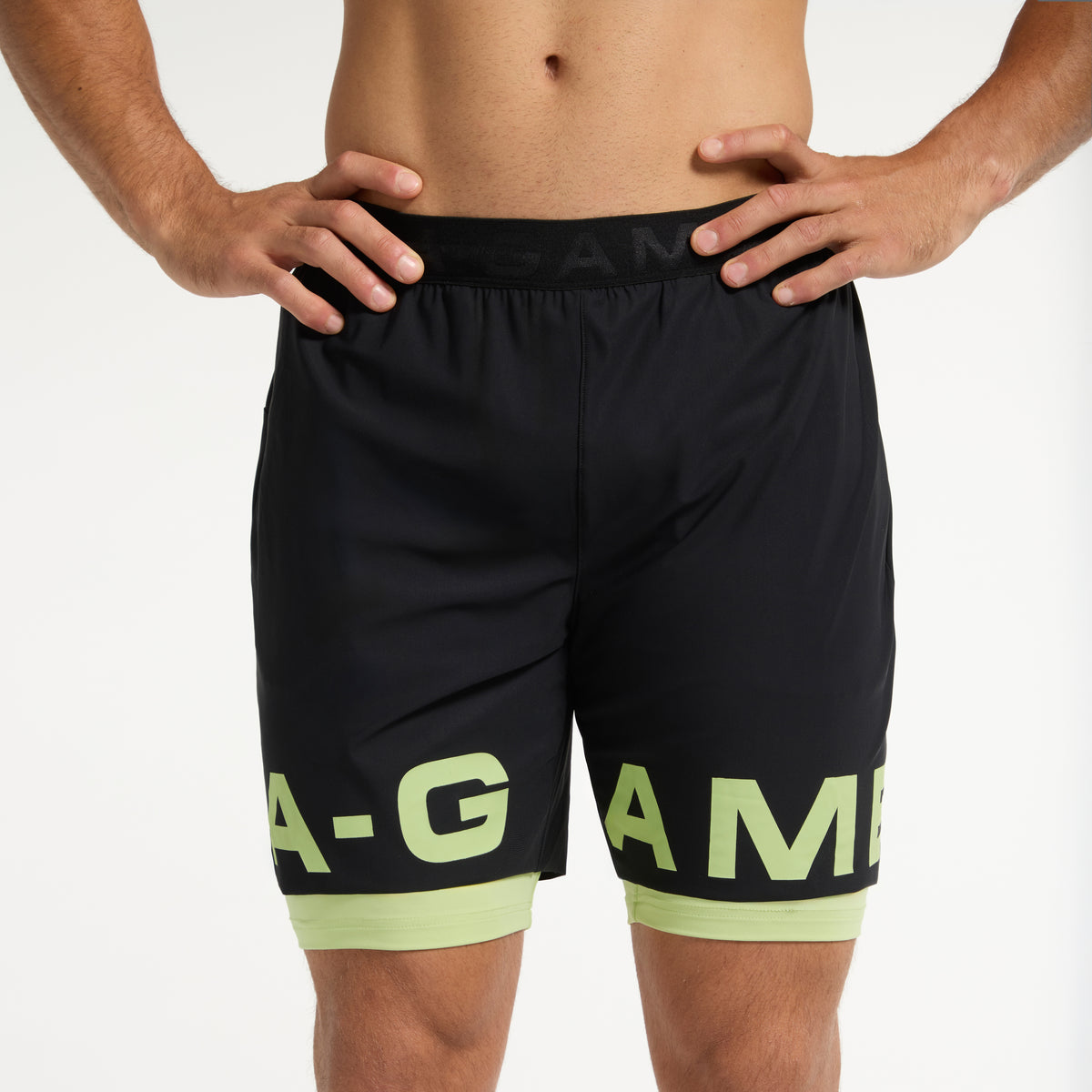 Men's 2-in-1 Shorts - Lime/Black/White
