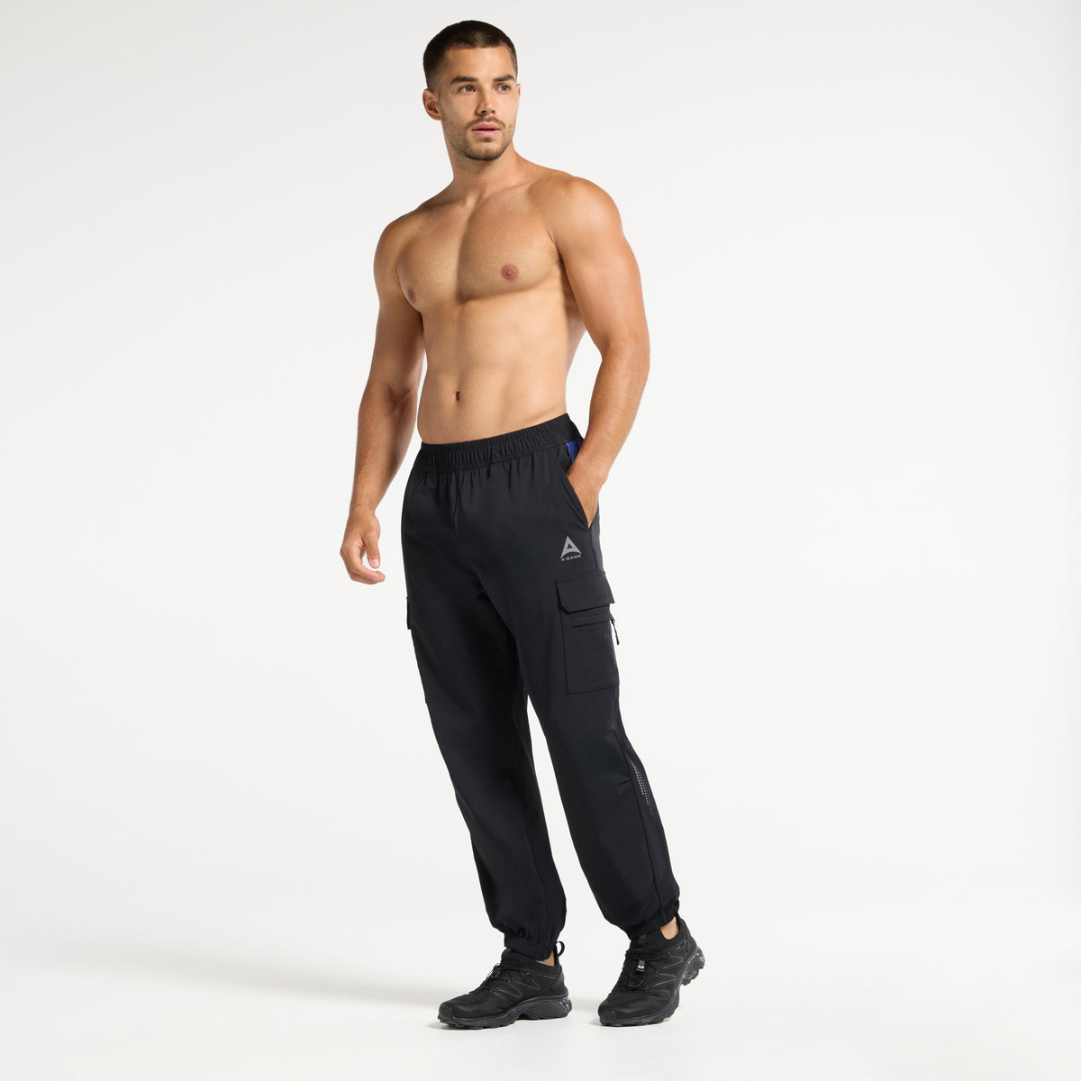 Men's Cargo Zip Pants - Black / Cobalt Blue