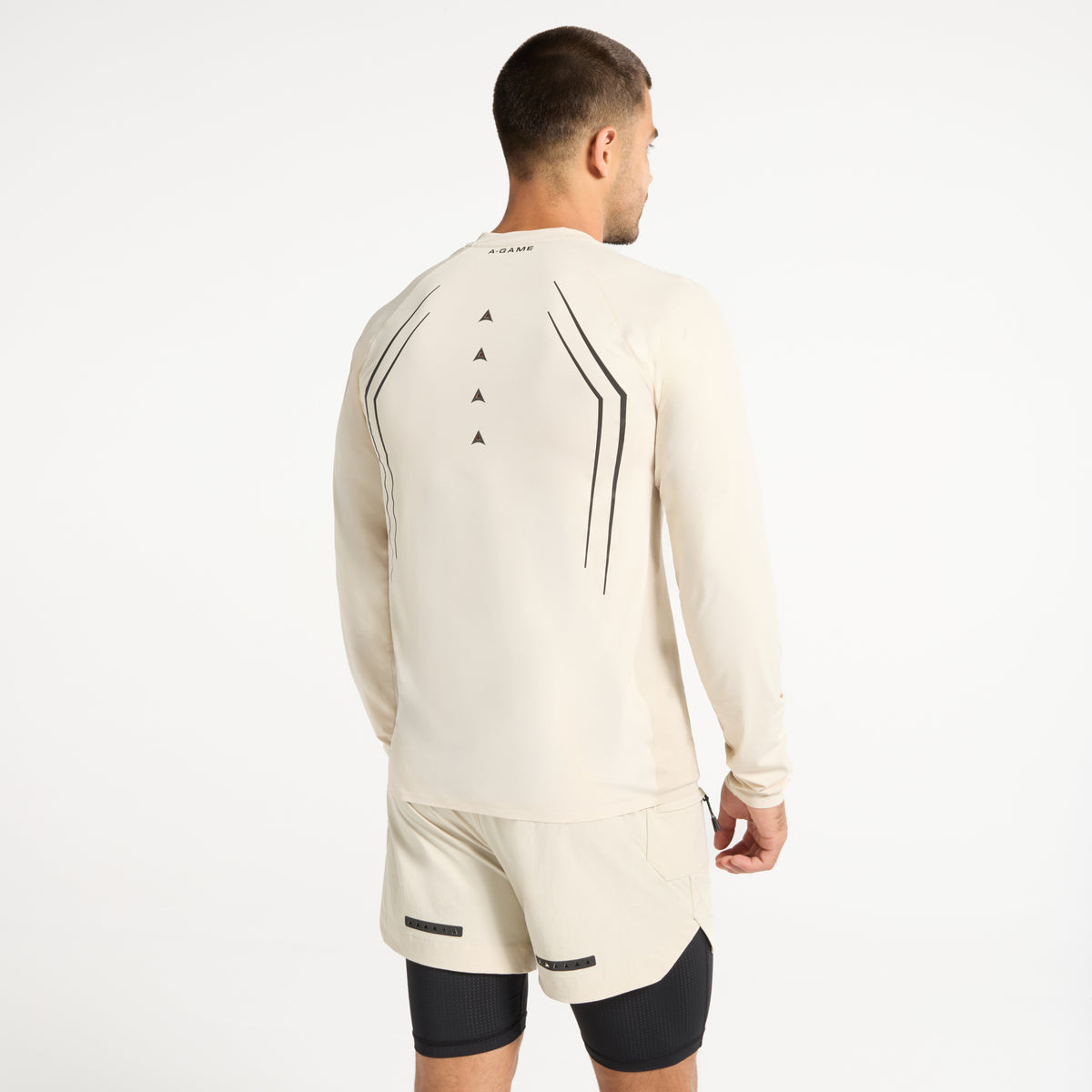 Men's Mesh Long Sleeve T-Shirt - Beige
