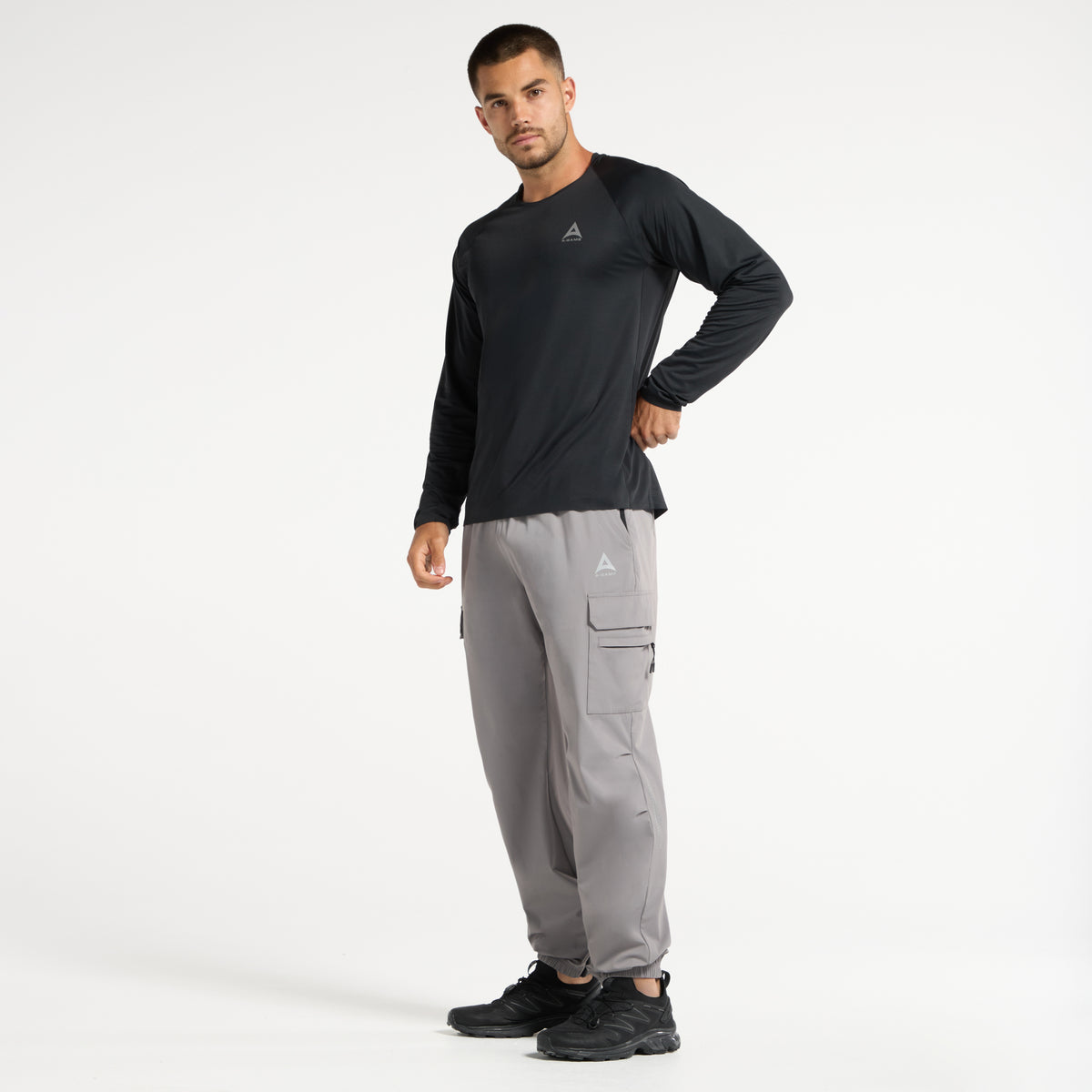 Men's Cargo Zip Pants - Grey / Black